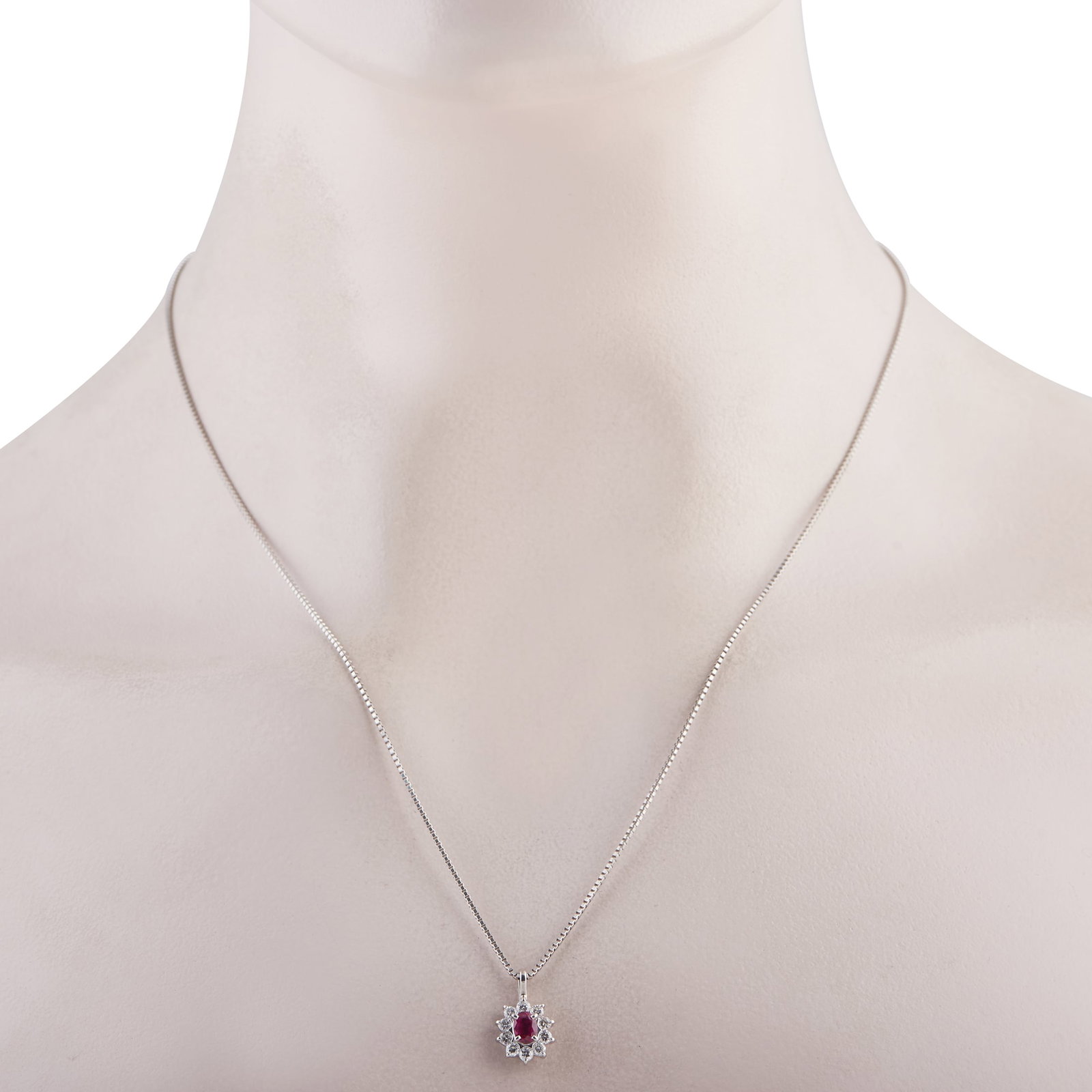 Platinum 0.48ct Diamond and Ruby Pendant Necklace MF27-031626 (1 of 1)