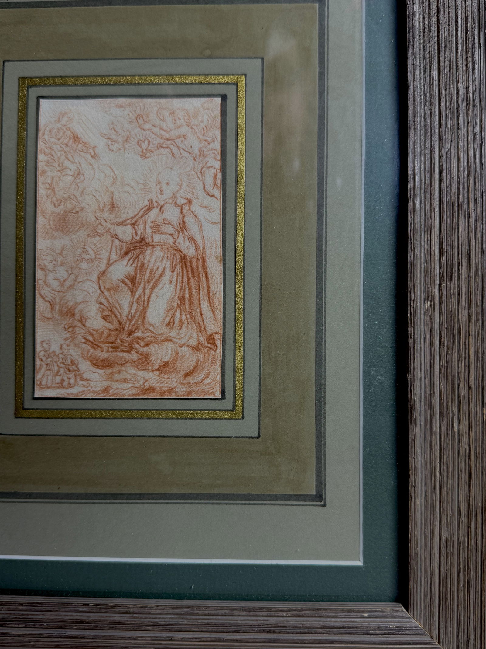 Antique Framed Red Chalk Drawing - 2