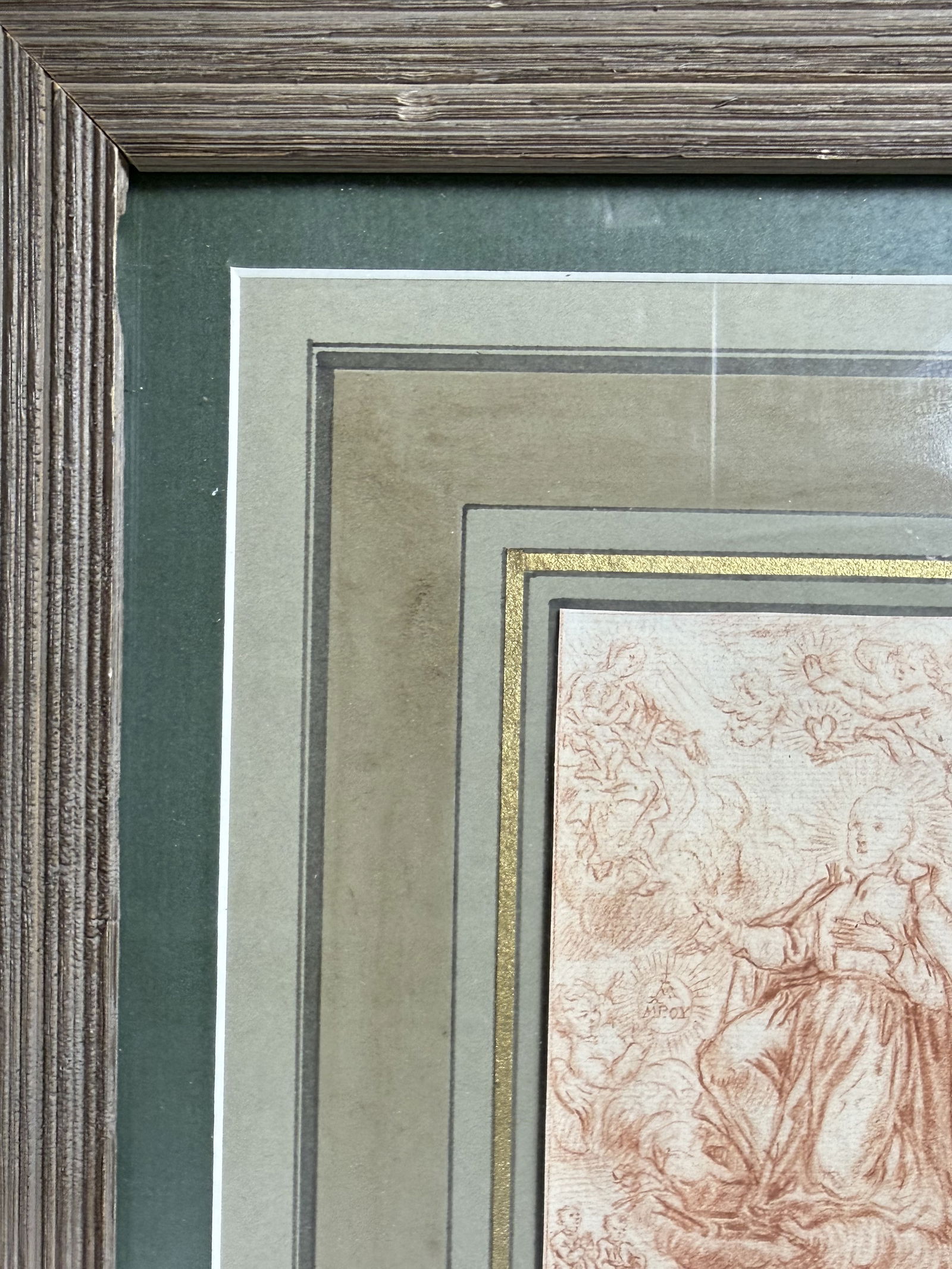 Antique Framed Red Chalk Drawing - 4
