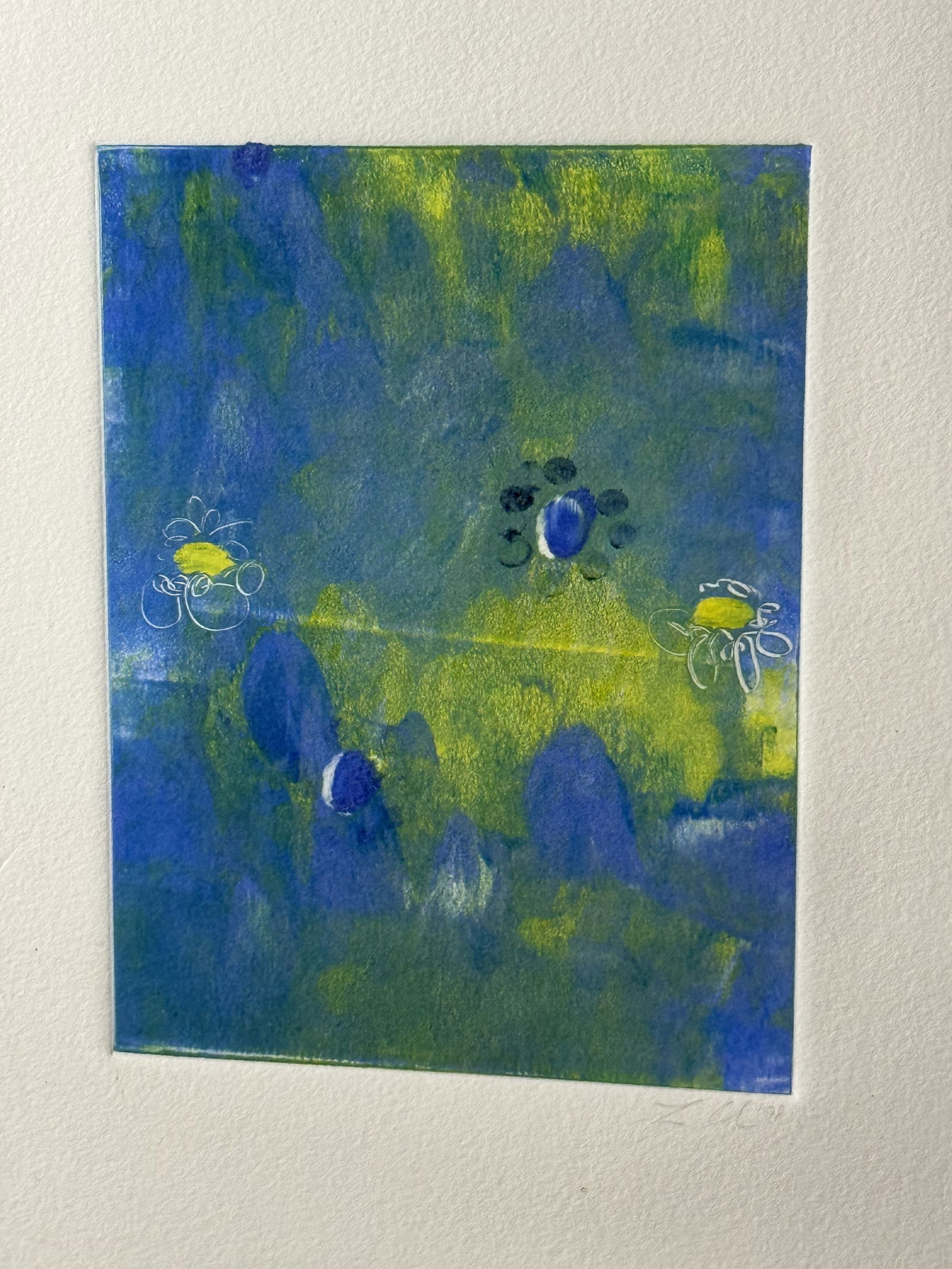 Modern Abstract Monoprint Signed - 2