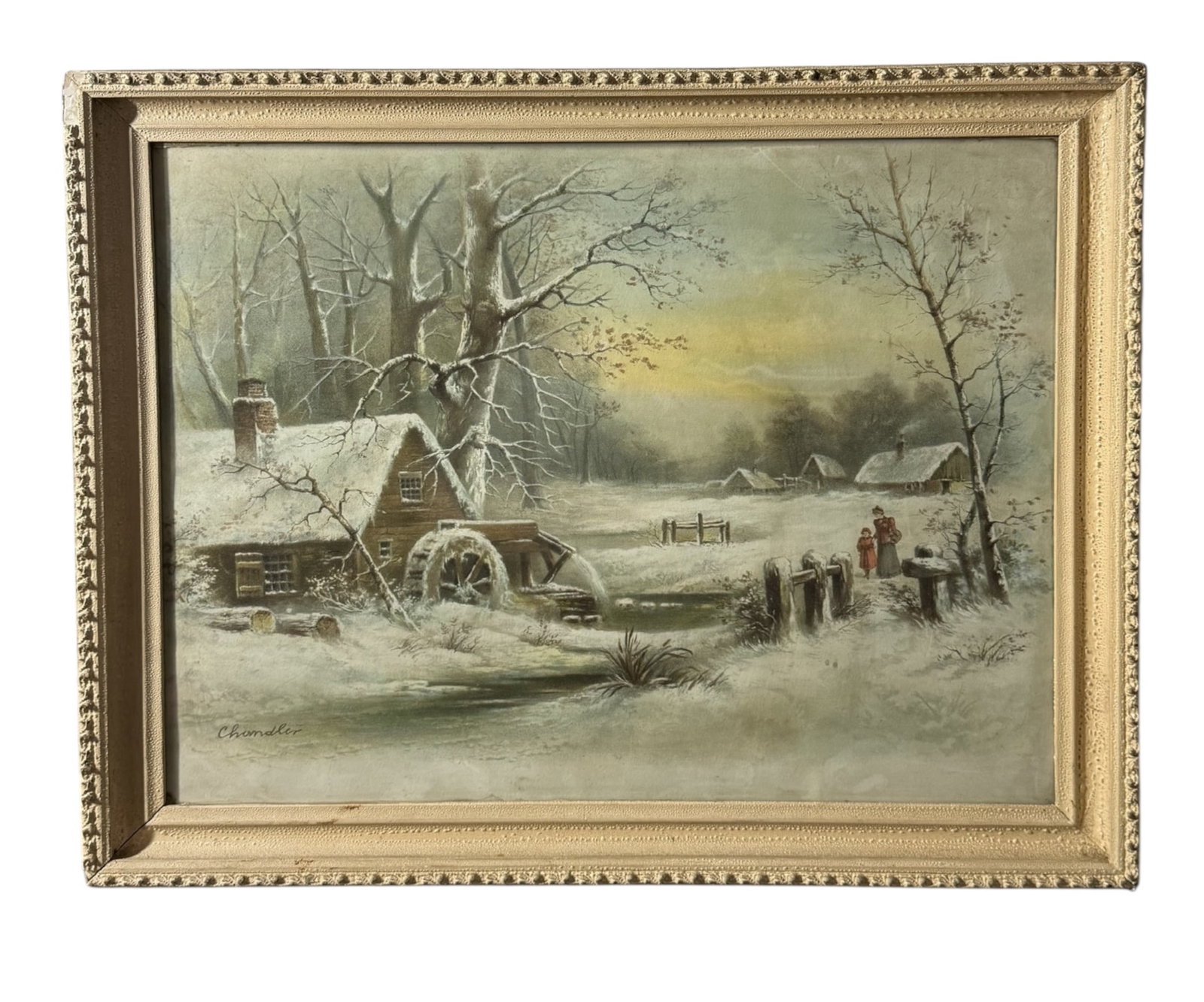 Winter Landscape with Mill ? Signed Chandler (1 of 4)