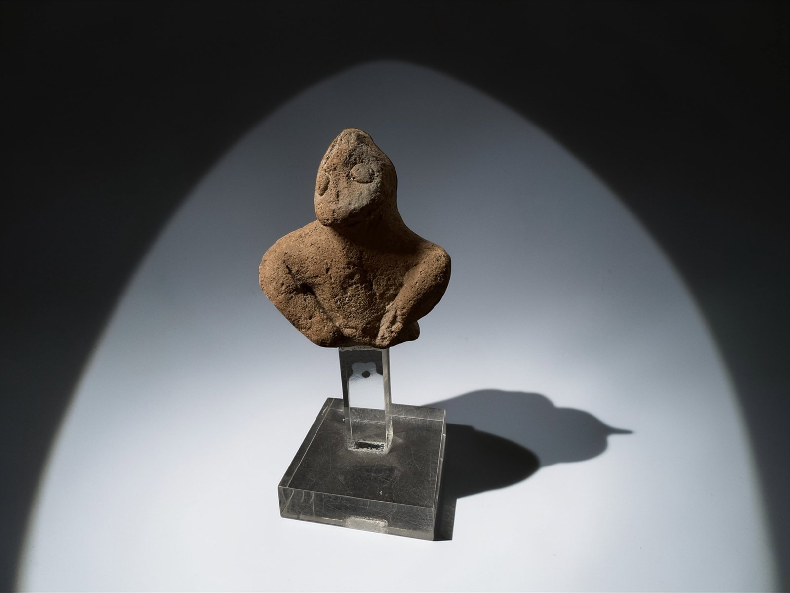 Anthropomorphic Idol Fragment Pre-Columbian: This is an authentic ancient artifact created by early cultures using traditional hand-built methods. The surviving form preserves exceptional historical and archaeological value, showing surface