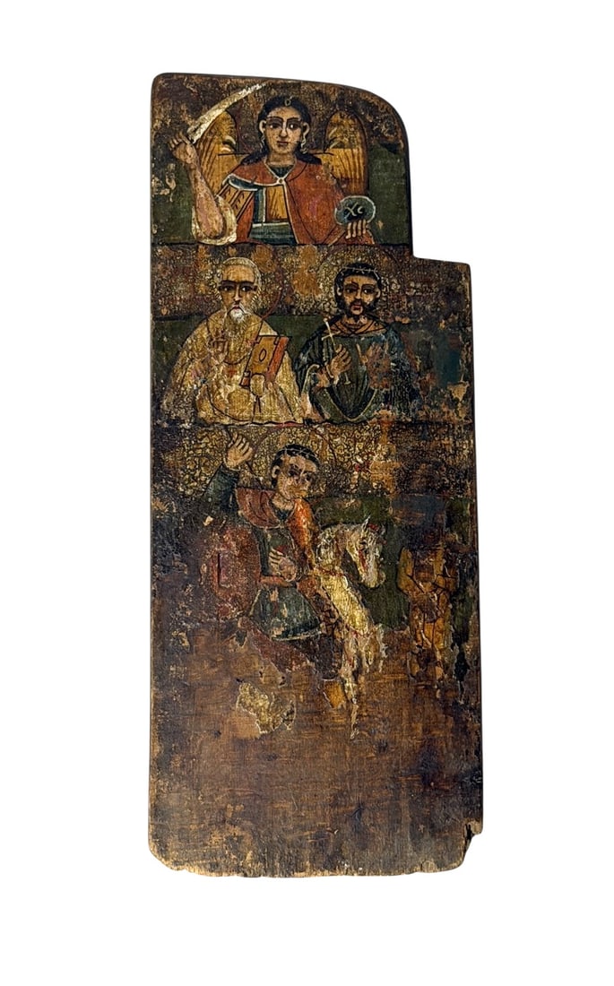 Antique Byzantine Polychrome Icon Fragment on Wood (1 of 6)