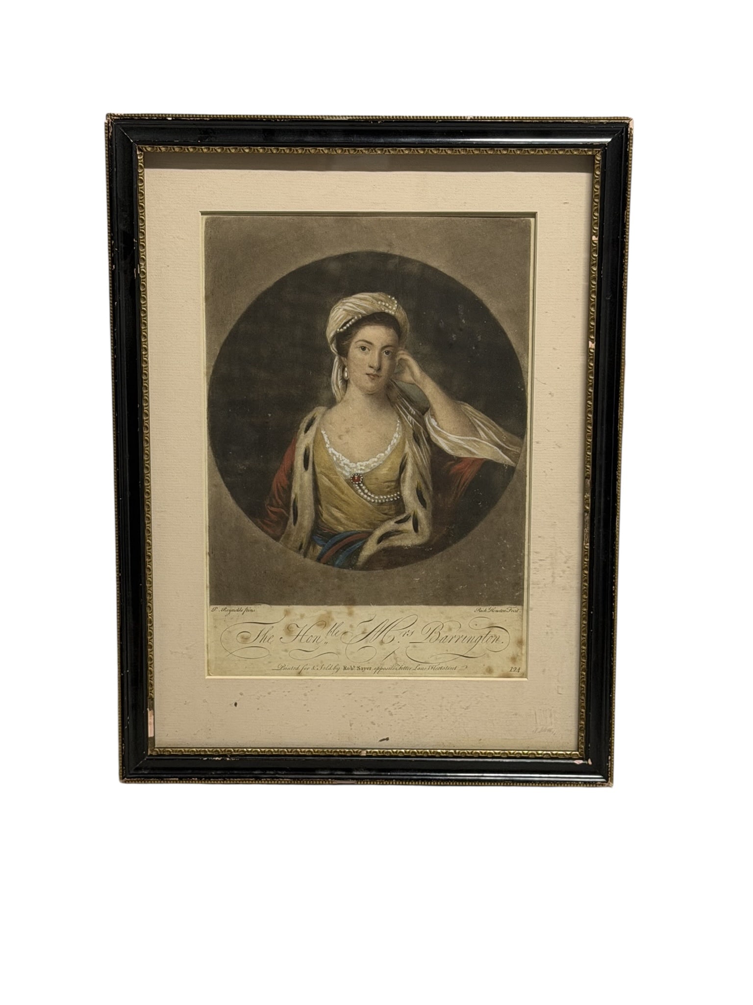 Antique Mezzotint Portrait 'The Hon. Mrs. Barrington' ? 18th/19th Century (1 of 9)