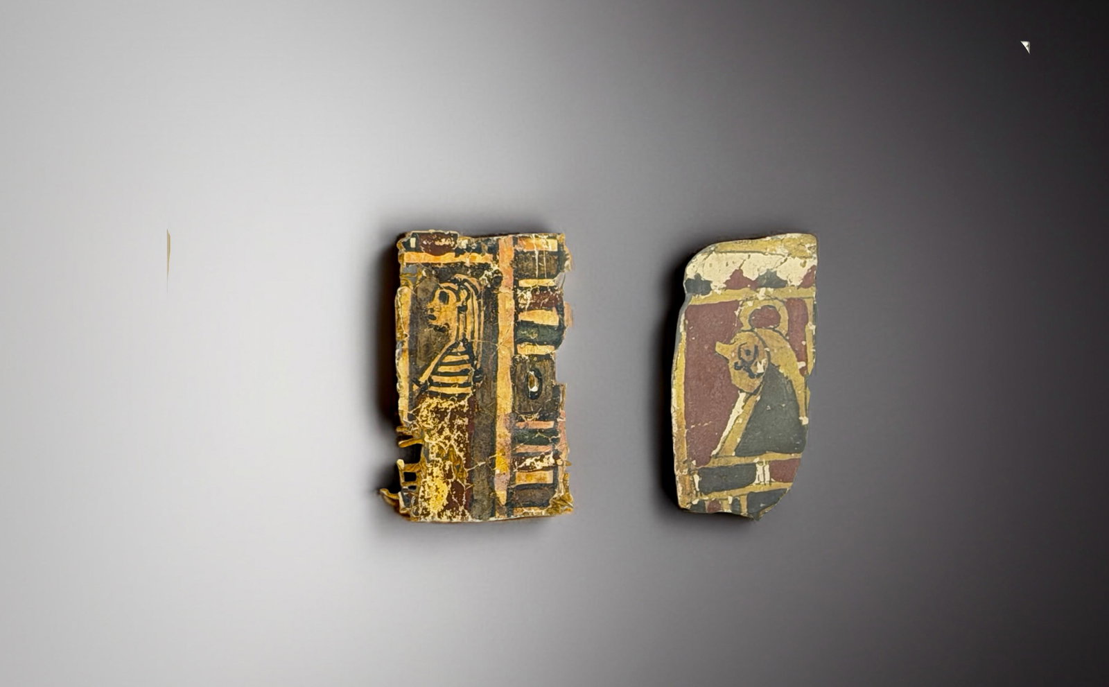 Ancient Egyptian Polychrome Wooden Coffin Fragment lot of 2: Ancient Egyptian Polychrome Wooden Coffin Fragment