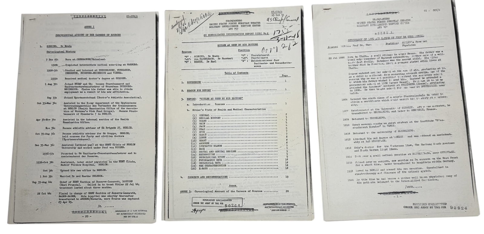 US Military Documents About Hitler Lot (1 of 6)