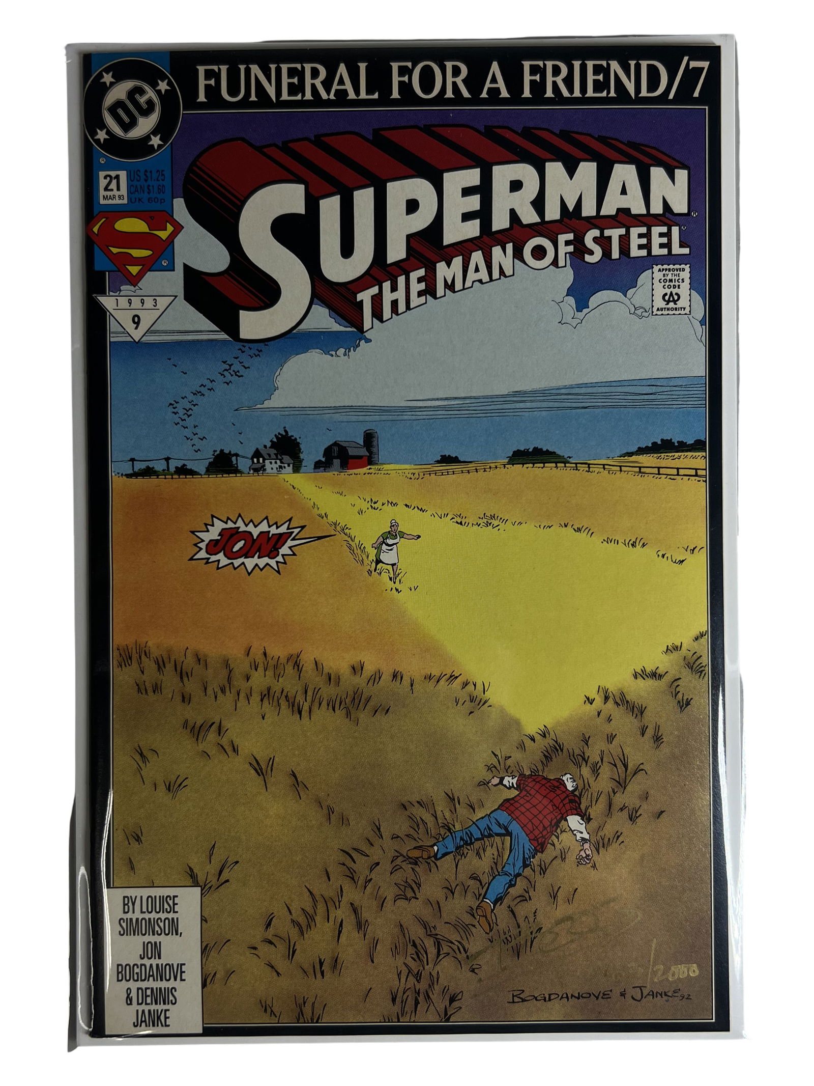 Comic Book Funeral for a Friend 7 Superman: The Man of Steel (DC, 1993): Key issue from Death and Funeral for Superman storyline. Louise Simonson, Jon Bogdanove. Condition as shown.