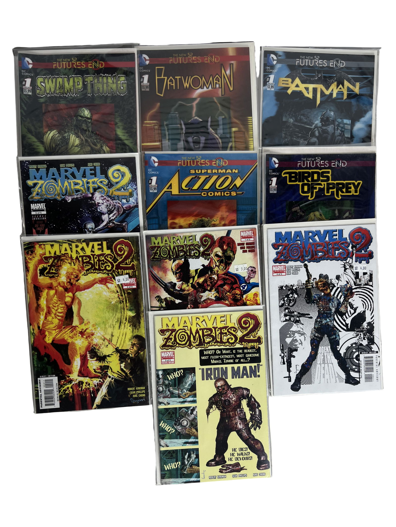 Mixed Comic Books Lot Marvel Zombies, Batman, Swamp Thing (10 Issues): Includes Marvel Zombies, Batman Futures End, Swamp Thing and more. Condition varies.