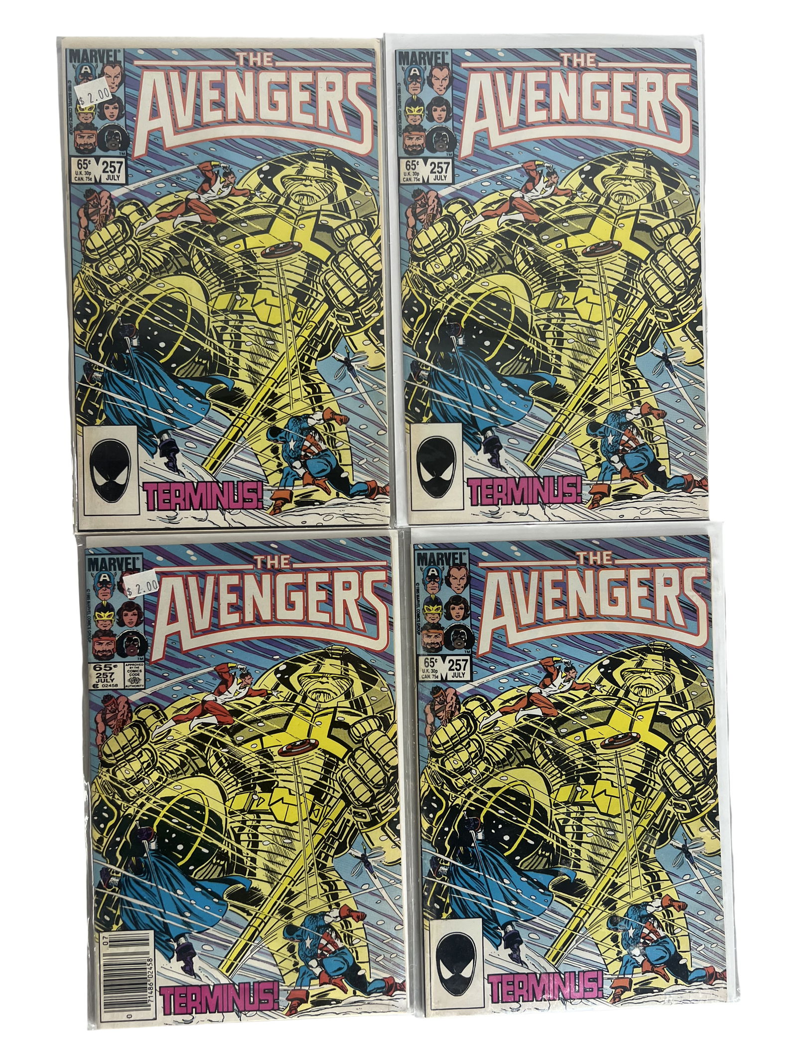 Avengers 257 Comic Book Lot (4 Copies) Marvel Comics Terminus Issue Key (1 of 5)