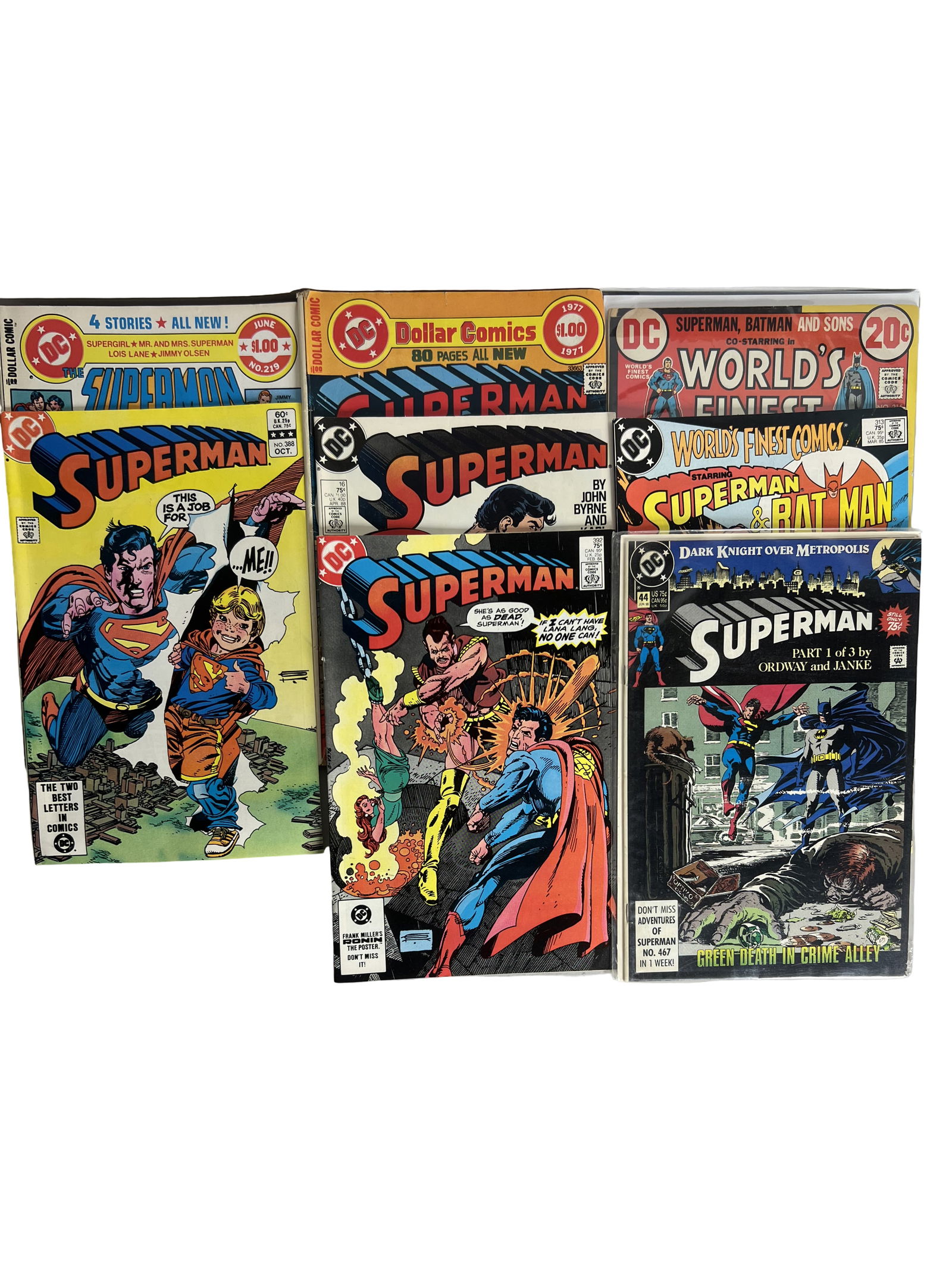 Superman Comic Lot DC Comics Bronze to Modern Mix: Superman comic lot including Bronze Age and modern issues, World?s Finest appearances, and classic DC storylines. Includes Byrne-era material.