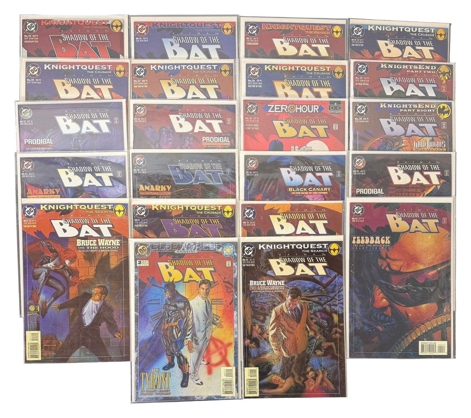 Batman Shadow of the Bat / Knightquest Comic Books Lot: Batman Shadow of the Bat lot featuring Knightquest and Knightfall tie-ins. Includes multiple crossover storyline issues.