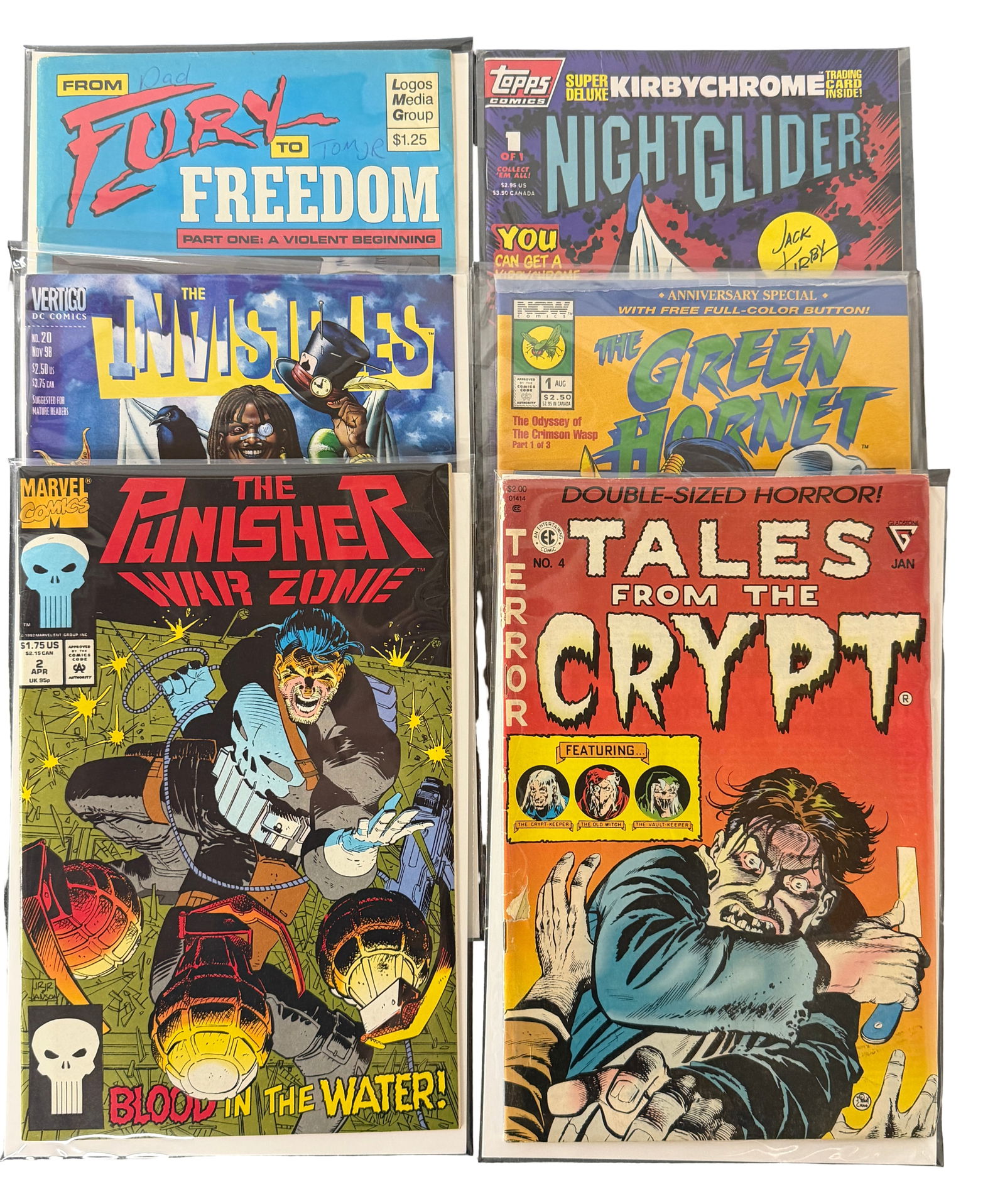 Comic Books Punisher War Zone, Tales from the Crypt, Vertigo Lot: Mixed lot including Punisher War Zone, Tales from the Crypt (horror), and Vertigo Invisibles. Strong mix of horror and anti-hero comics.
