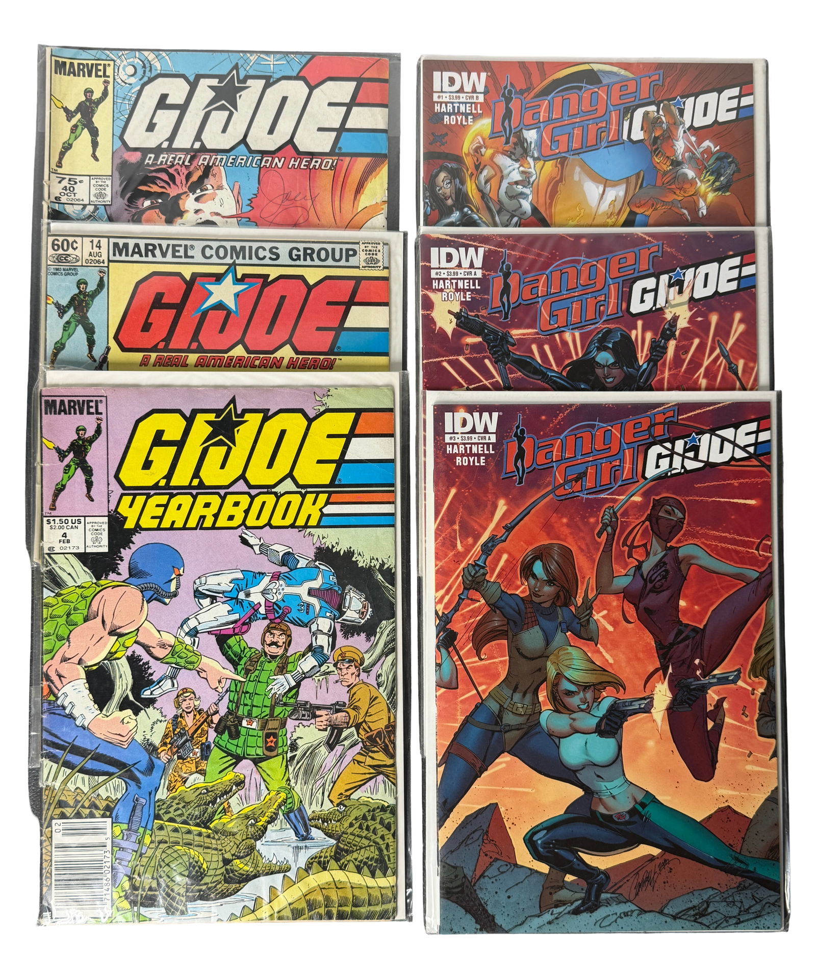 Comic Books G.I. Joe Lot Marvel IDW Series: G.I. Joe comic lot including Marvel original series and IDW Danger Girl crossover issues.