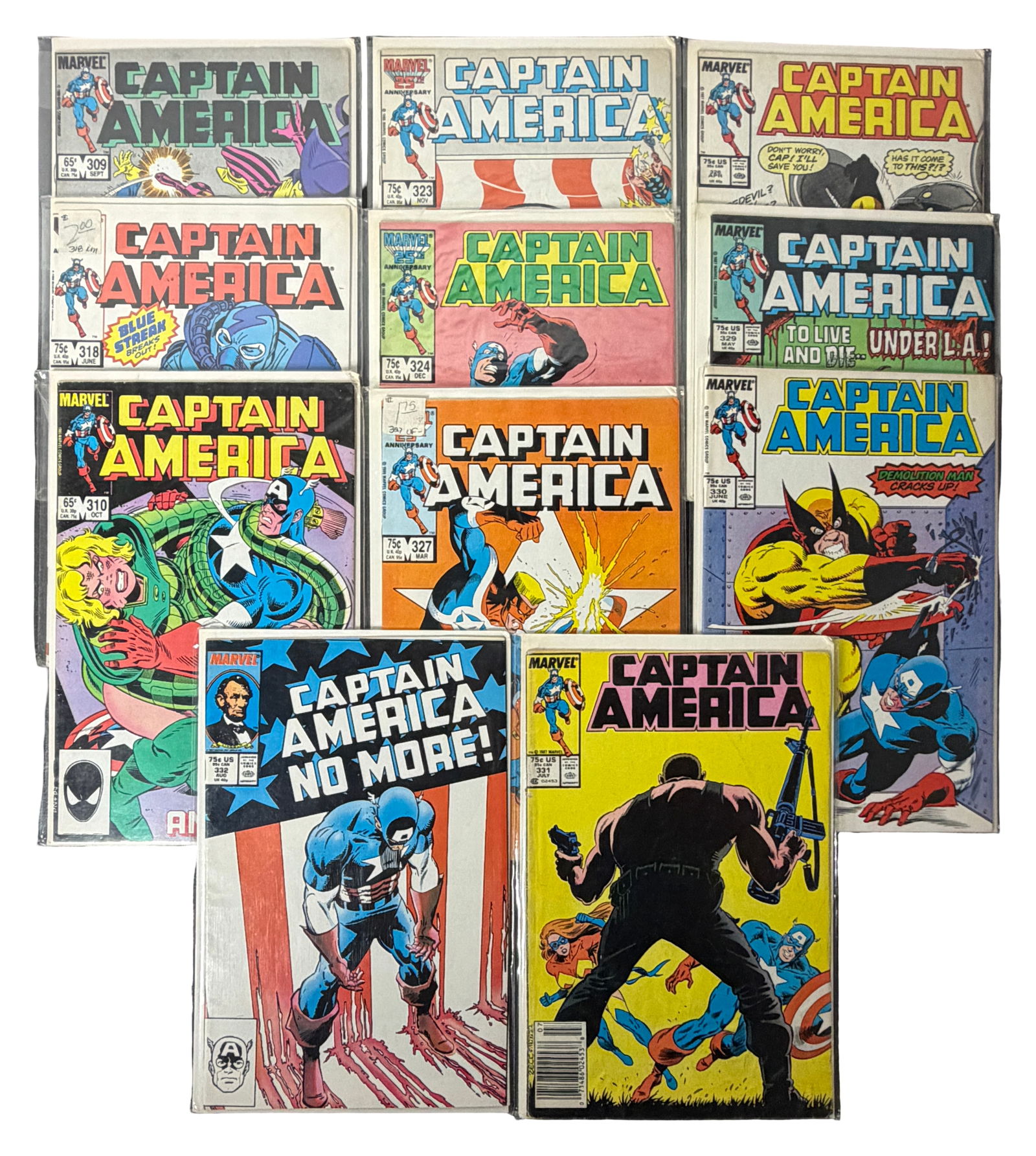 Comic Book Lot Captain America Run (Mid Issues): Marvel Captain America run featuring multiple consecutive issues, strong collectible continuity and classic covers.