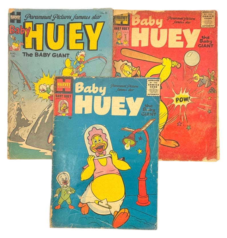 Comic Book Lot Baby Huey Group: Vintage Baby Huey comics from Harvey Comics featuring the classic cartoon character.