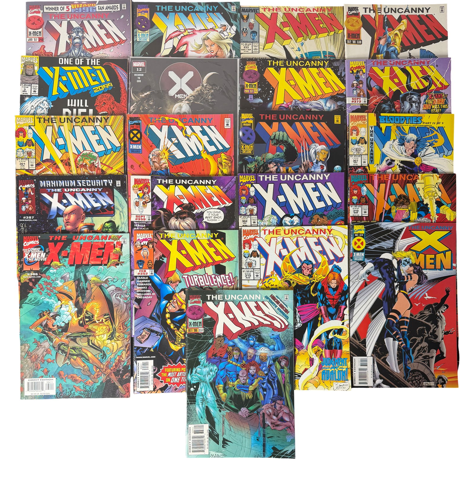 Comic Book Lot Uncanny X-Men Group: Large group of Uncanny X-Men issues including 1990s runs and crossover storylines. Strong Marvel mutant popularity.