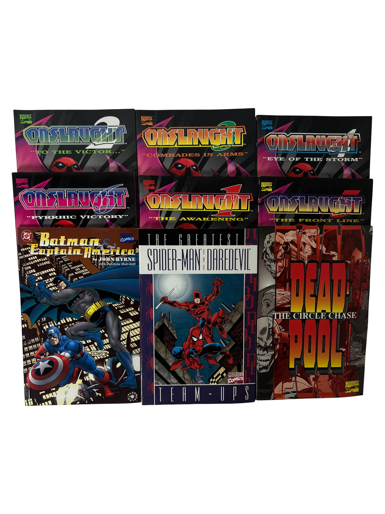 Onslaught Set Deadpool Batman/Captain America: Complete Onslaught storyline lot with crossover titles and Deadpool graphic novel.Onslaught storyline (key Marvel 1996 event, NOT 1st appearance)