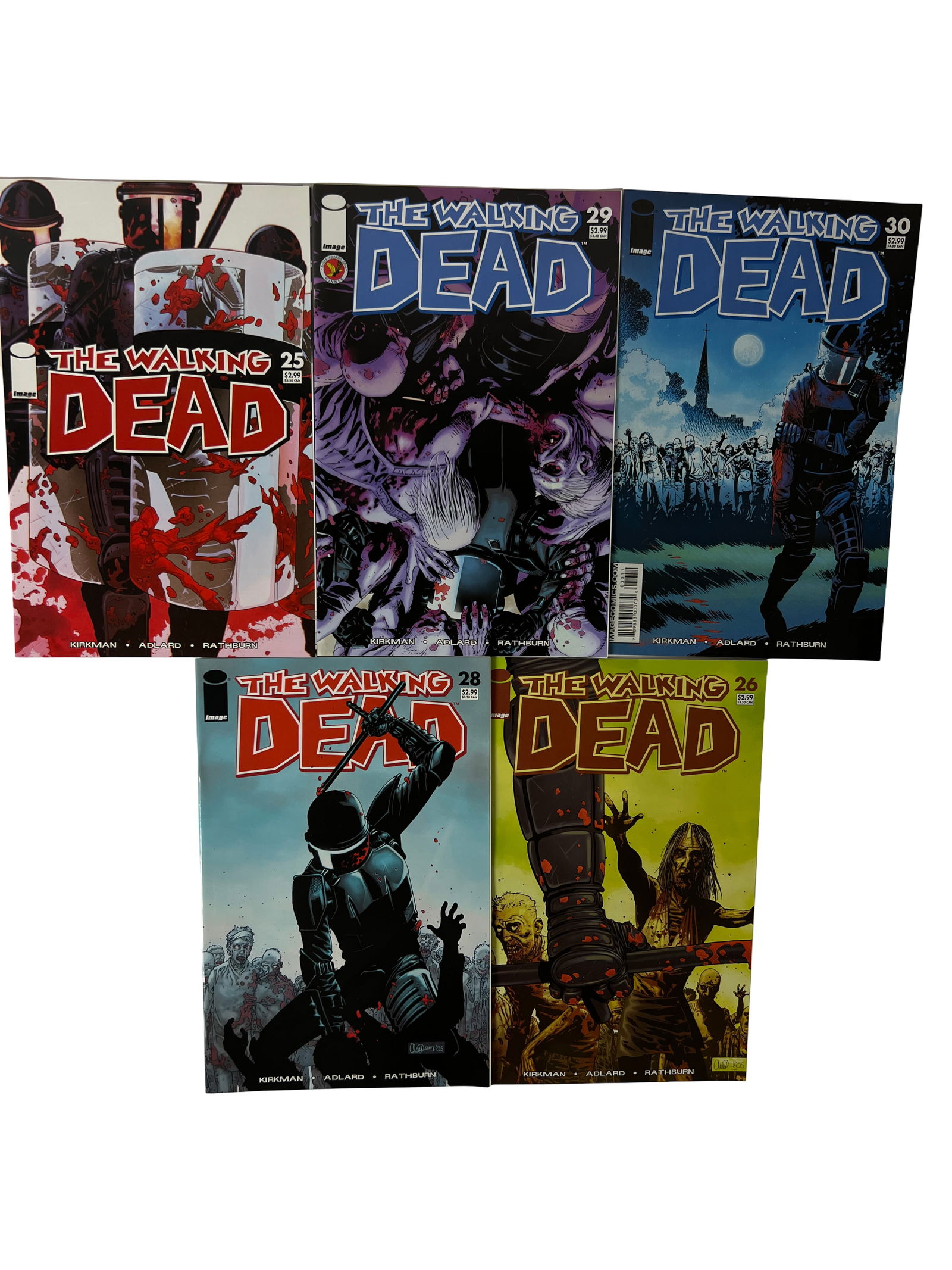 Walking Dead Issues 2530 Run: Key mid-run Walking Dead issues including 25, 26, 28, 29, 30.