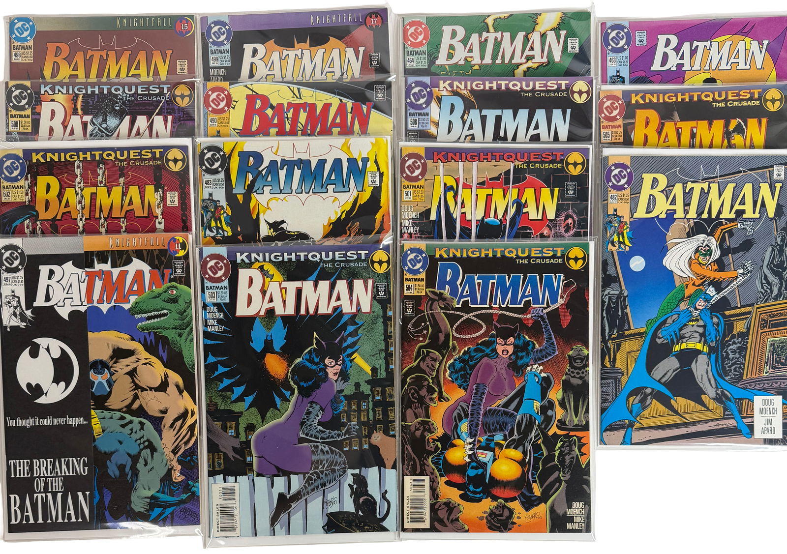 Batman Knightfall / Knightquest Run Lot: Includes multiple Batman issues from Knightfall and Knightquest storyline arcs.