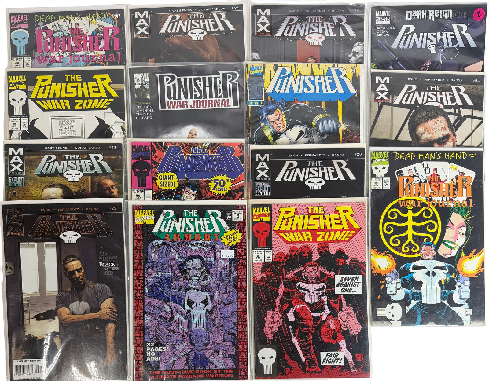 Punisher Mixed Lot (War Journal, MAX, War Zone): Includes Punisher MAX series, War Journal, War Zone and specials.