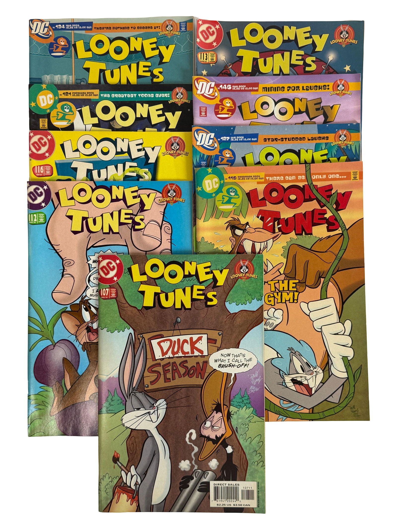 Looney Tunes Large Comic Books Lot (DC): Large assortment of Looney Tunes comics featuring Bugs Bunny, Daffy Duck and other characters. Bright colorful covers and humorous stories. Condition good. Keywords: Looney Tunes comics, Bugs Bunny,