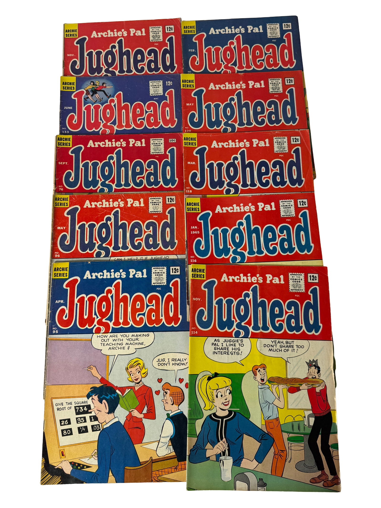 Archie's Pal Jughead Silver Age Comic Lot: Collection of Archies Pal Jughead comics from Silver Age era. Classic humor titles with strong demand. Condition fair to good. Keywords: Jughead comics, Archie series, Silver Age, collectible lot.