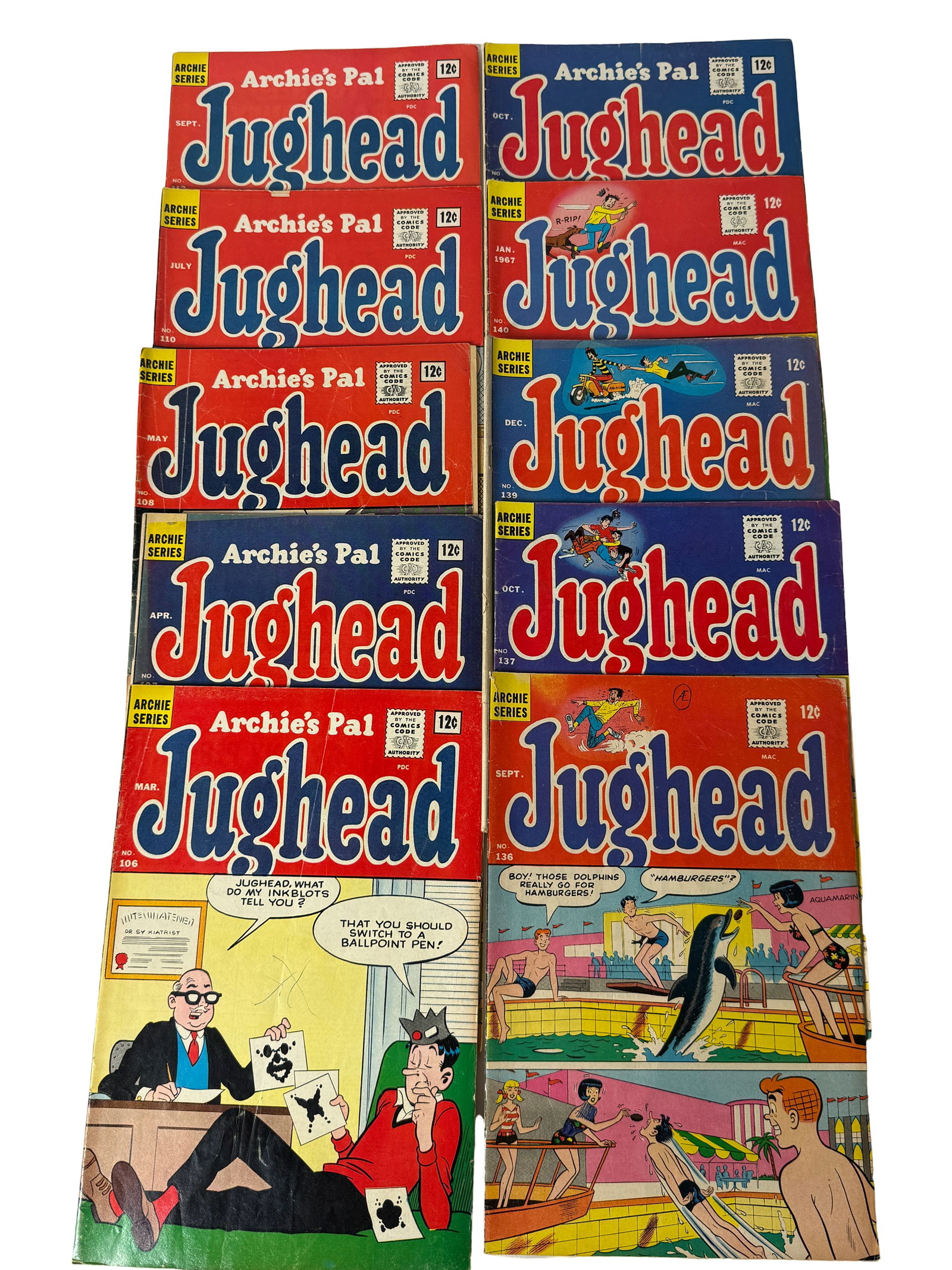 Archie's Pal Jughead Silver Age Comic Lot: Additional Jughead comic collection including multiple issues. Good resale and collector appeal. Condition fair to good. Keywords: Jughead Archie comics, vintage humor comics, collectible lot.