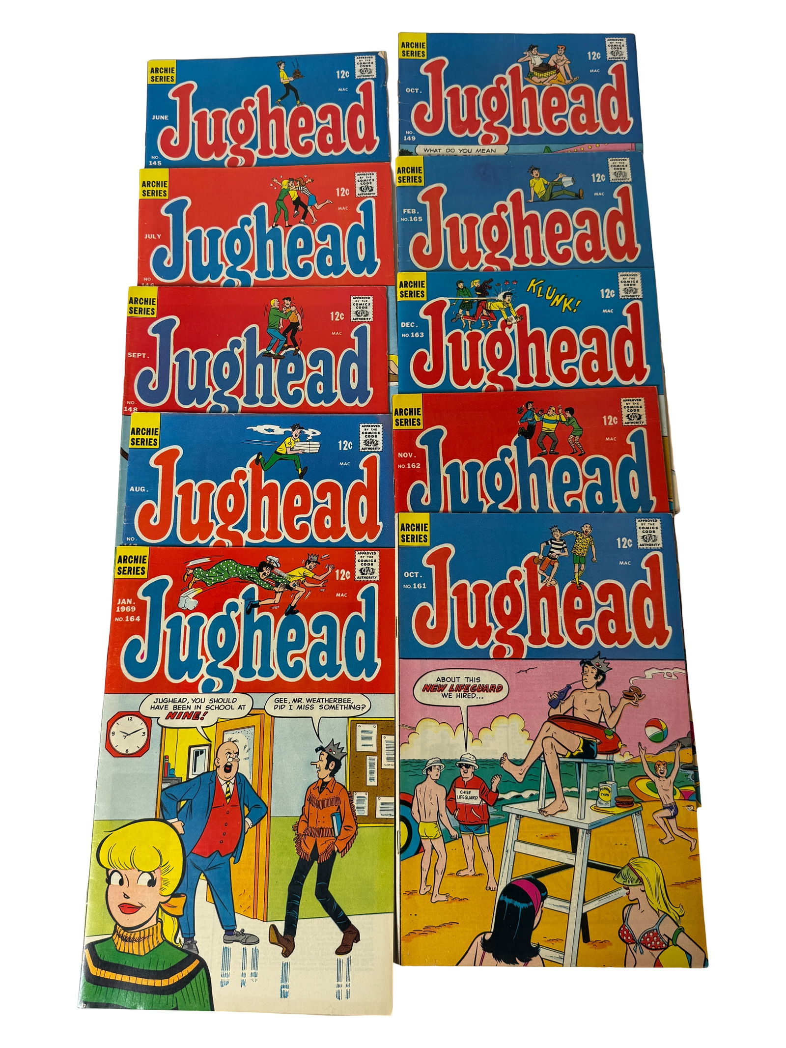 Jughead Comic Book Lot: Assorted Jughead issues (1960searly 70s), includes multiple mid/high number issues