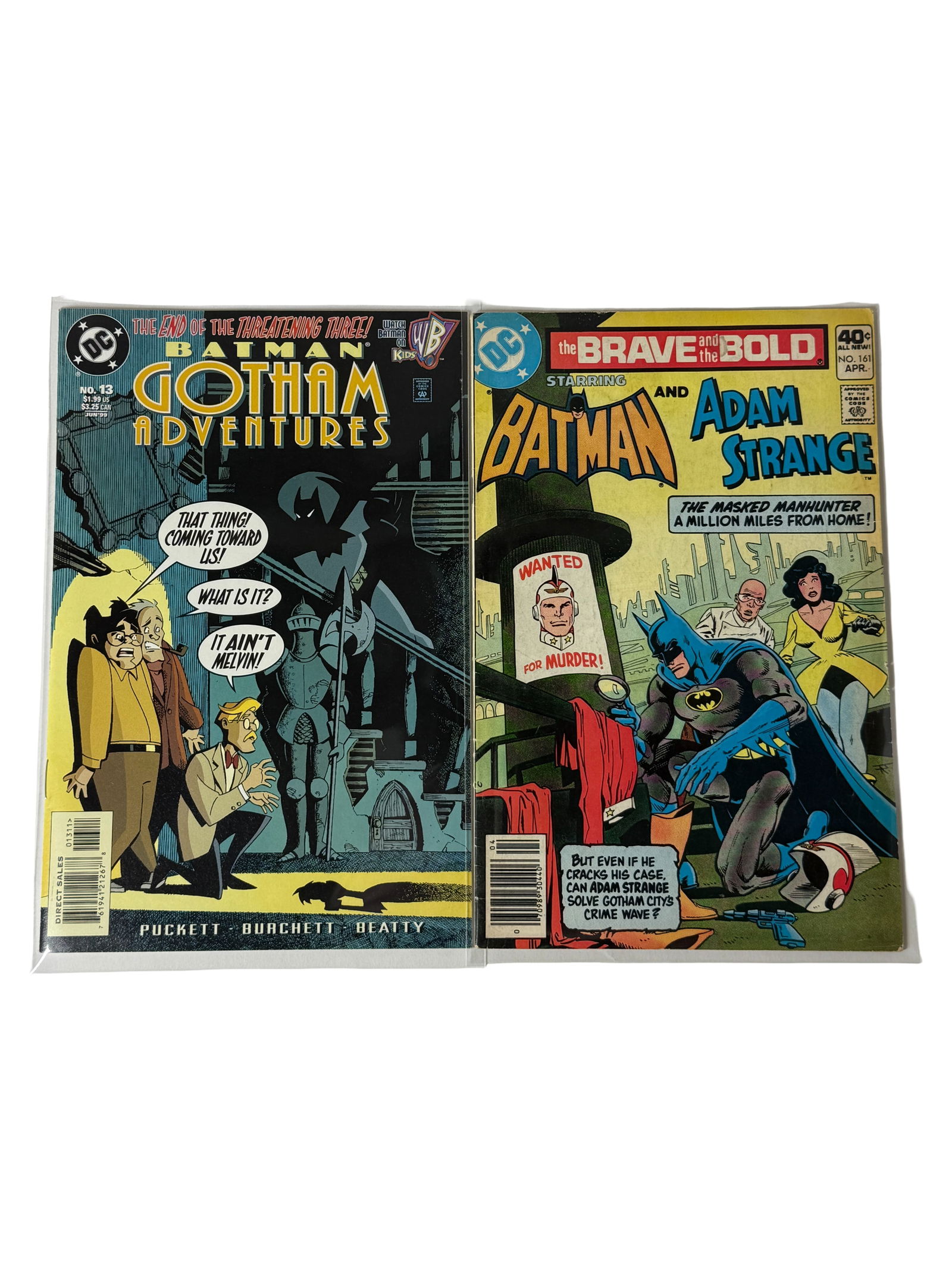 Comic Book Lot Batman Gotham Adventures 13 Brave and the Bold 161 DC: Includes Brave and the Bold 161 (Batman Adam Strange team-up) and Gotham Adventures 13. Classic DC pairing. Mid-grade condition.