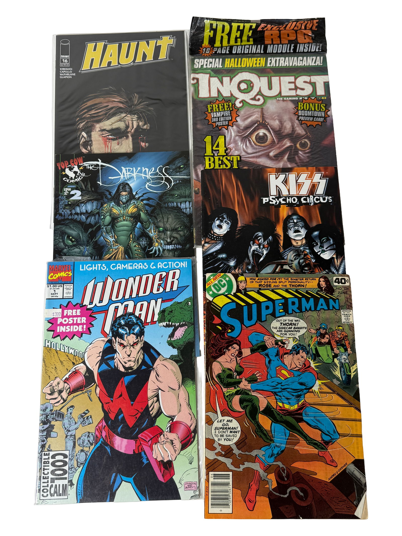 Comic Book Lot Haunt 16 Darkness 2 Wonder Man Modern Comics: Modern comics including Image Haunt 16, Top Cow Darkness 2, and Marvel Wonder Man. Good condition with light wear.