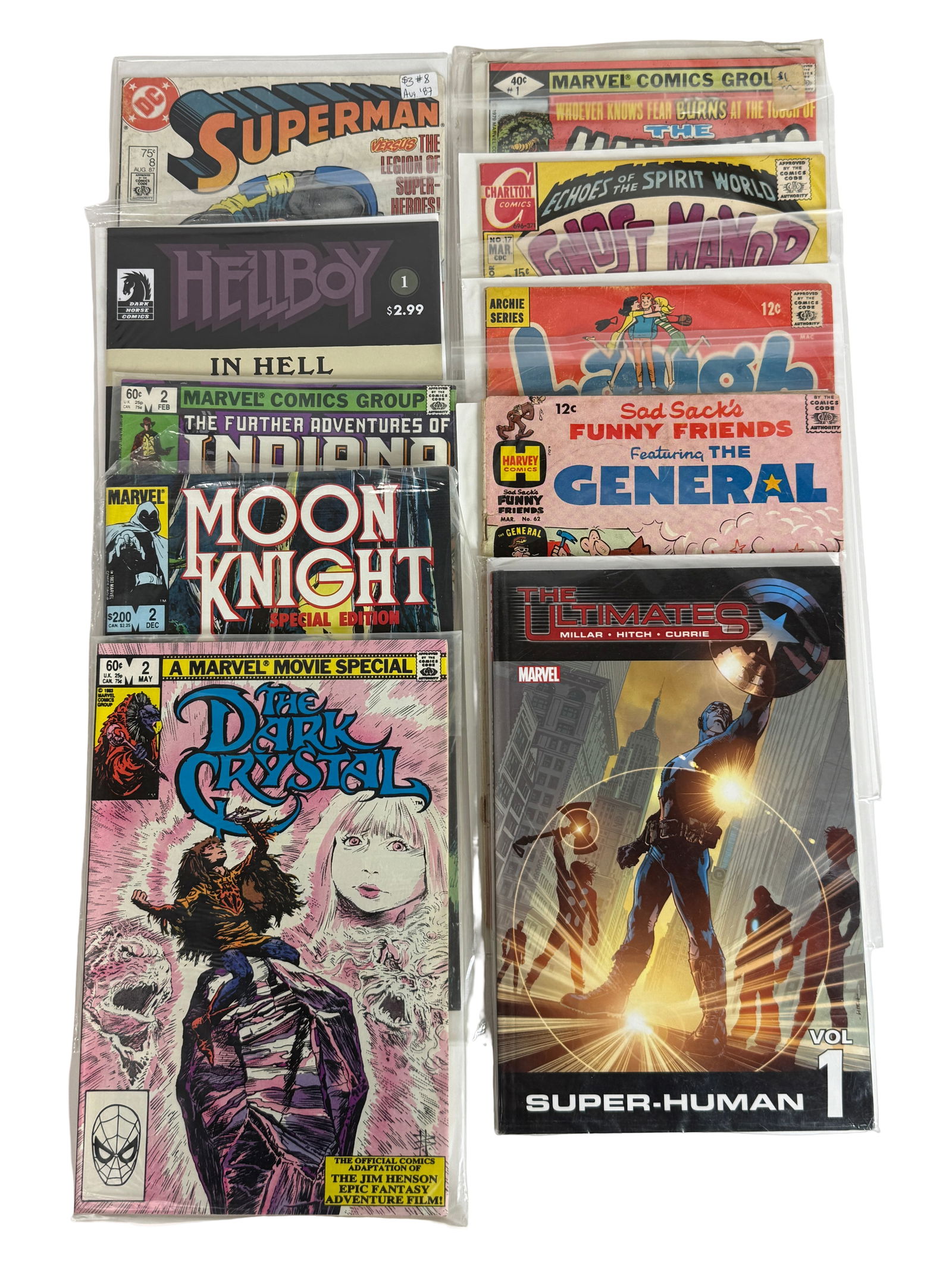 Comic Book Lot Superman Bronze Copper Age TFX 1: Includes multiple Superman issues (Bronze/Copper Age) and TFX 1 (Atomic Basement). Good Superman grouping.