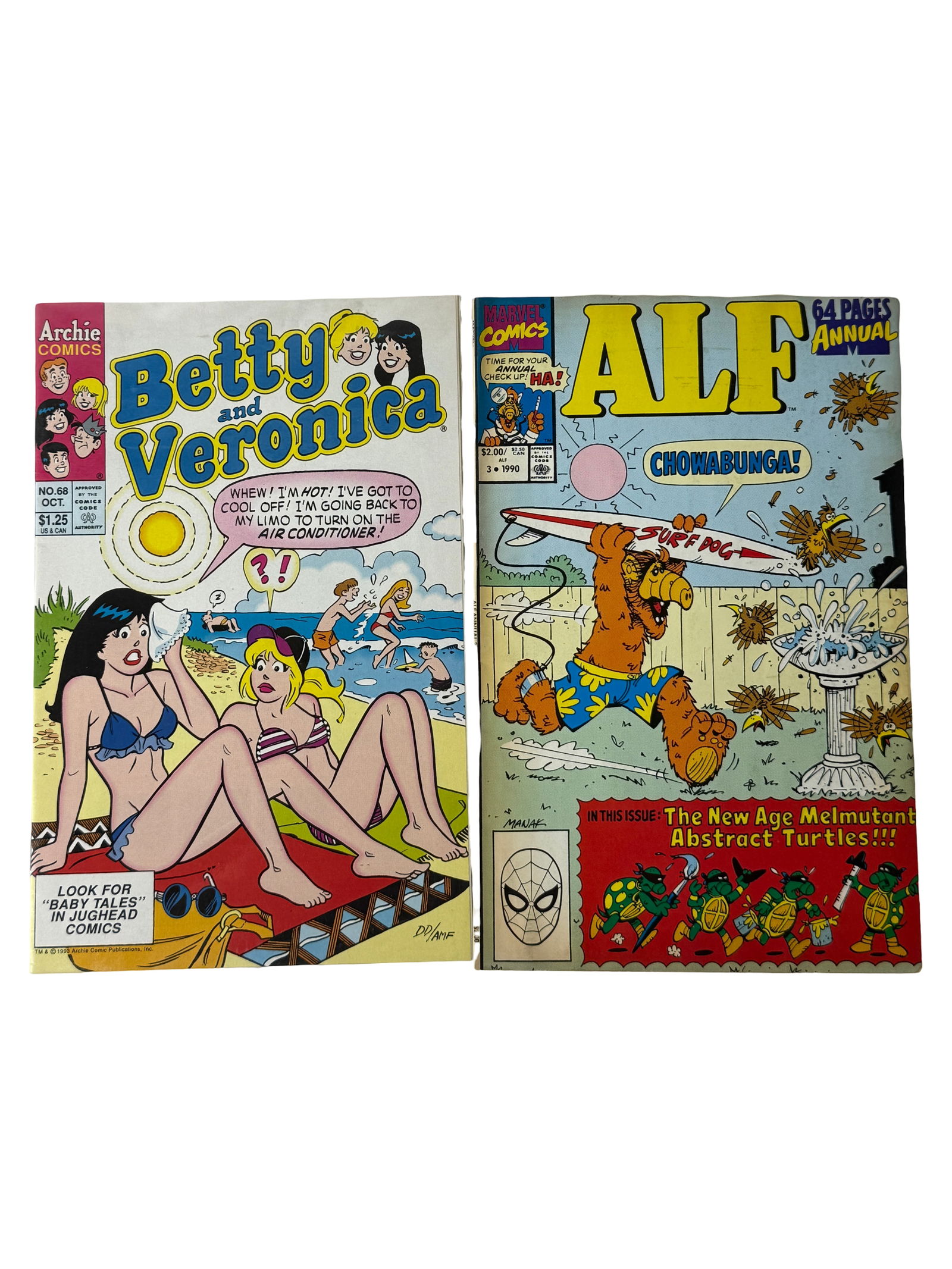 Comic Book Lot Betty Veronica ALF Annual: Includes Archie Betty Veronica 68 and Marvel ALF Annual (1990).