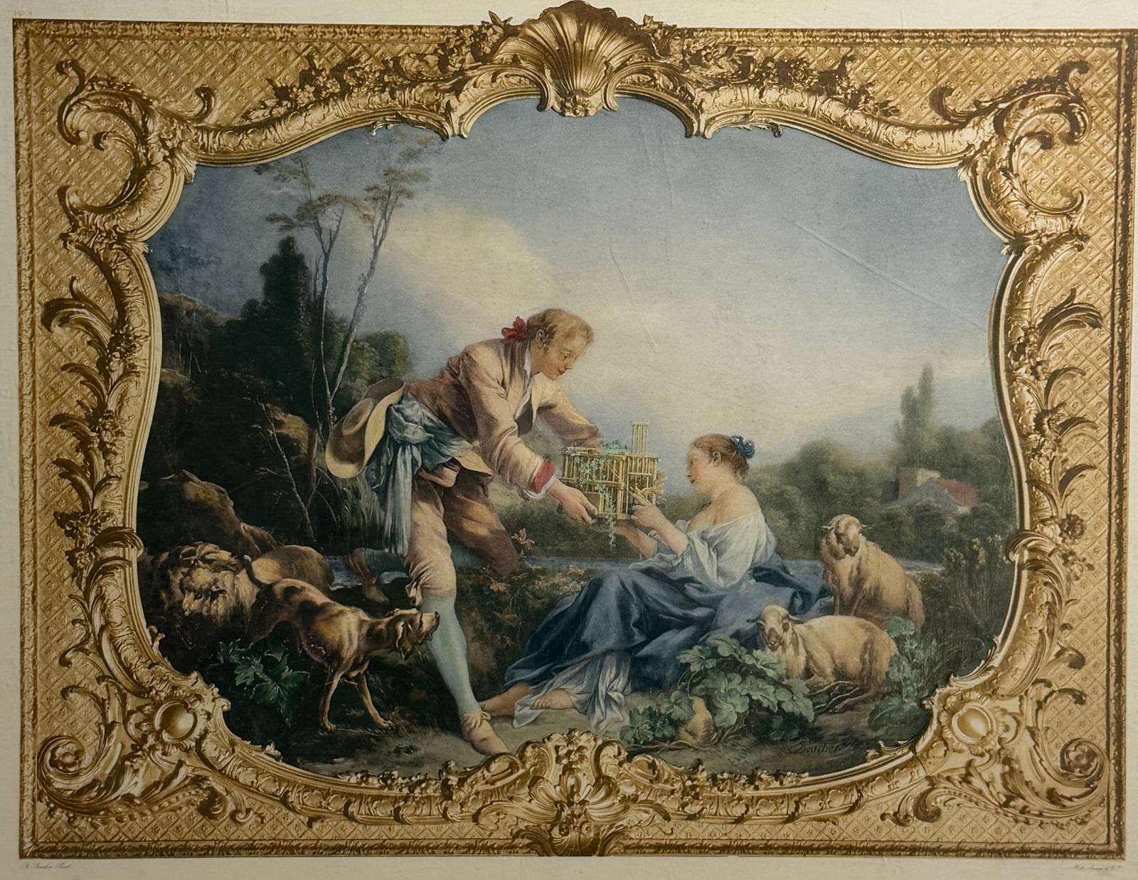 Framed Decorative Print Rococo Scene - 2