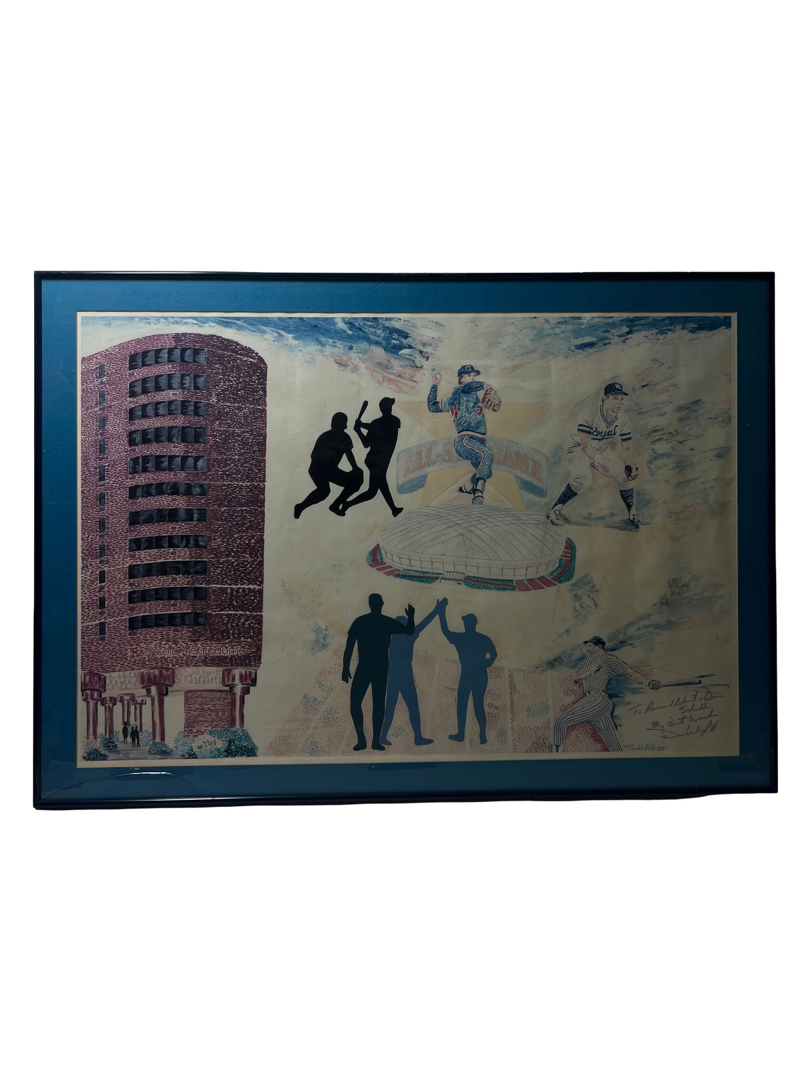 Baseball Artwork Signed: Baseball Artwork Signed glass crack