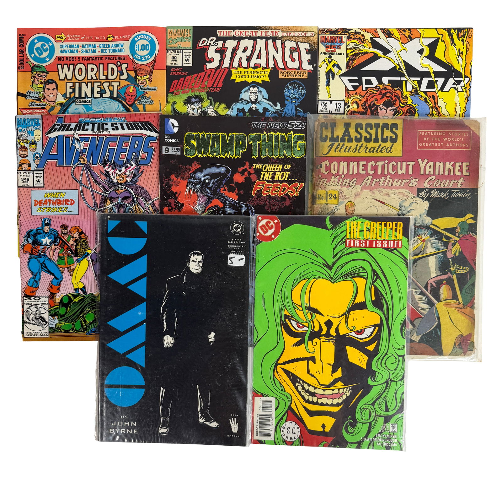 Collection of Vintage Comic Books (Mixed Titles): Assorted comic books including Marvel/DC titles; various conditions.