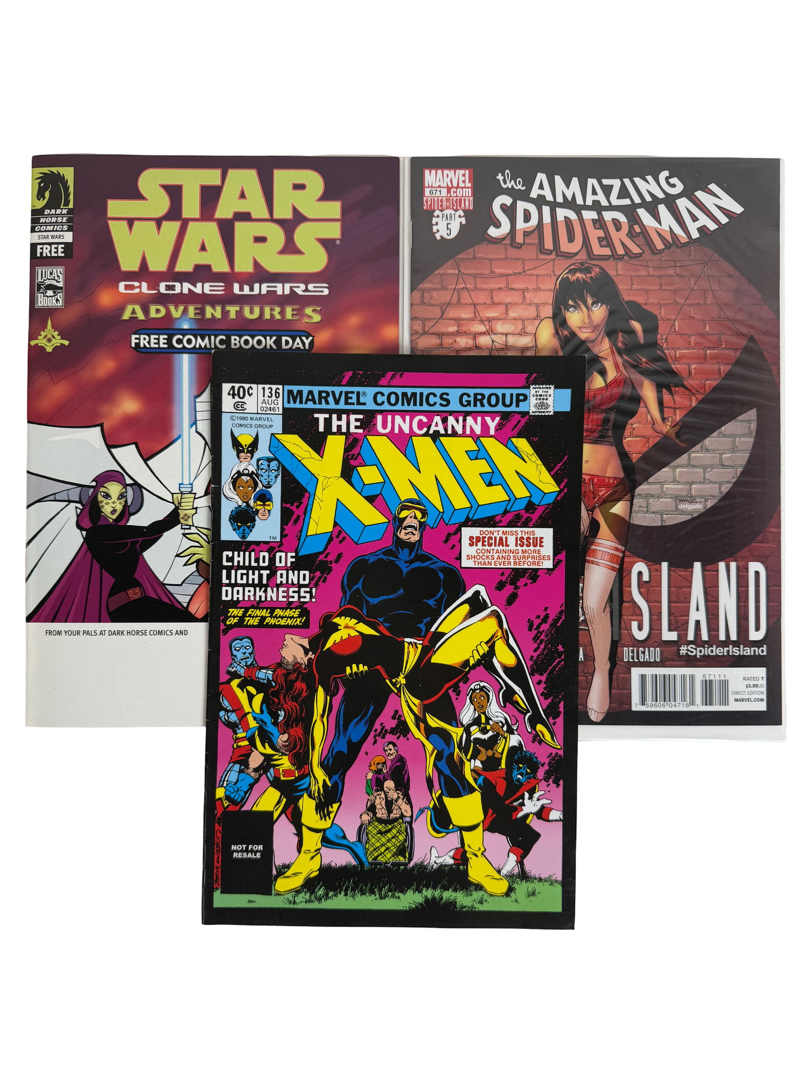 Mixed Comic Lot with Star Wars Spider-Man: Includes Star Wars Clone Wars, Spider-Man, and X-Men comics.