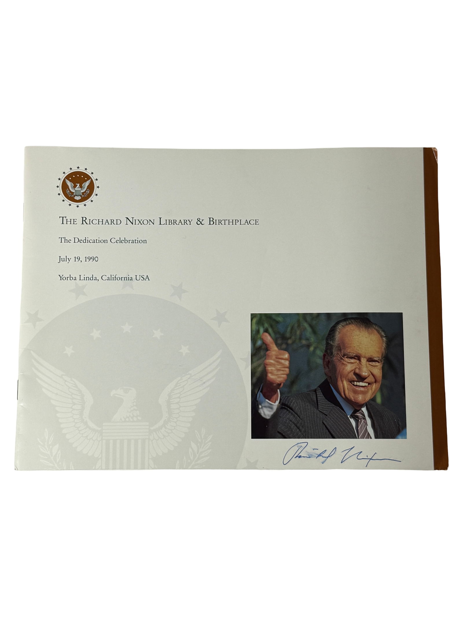 Richard Nixon Library Dedication Program Letter Signed: Official program from The Richard Nixon Library dedication, July 19, 1990.