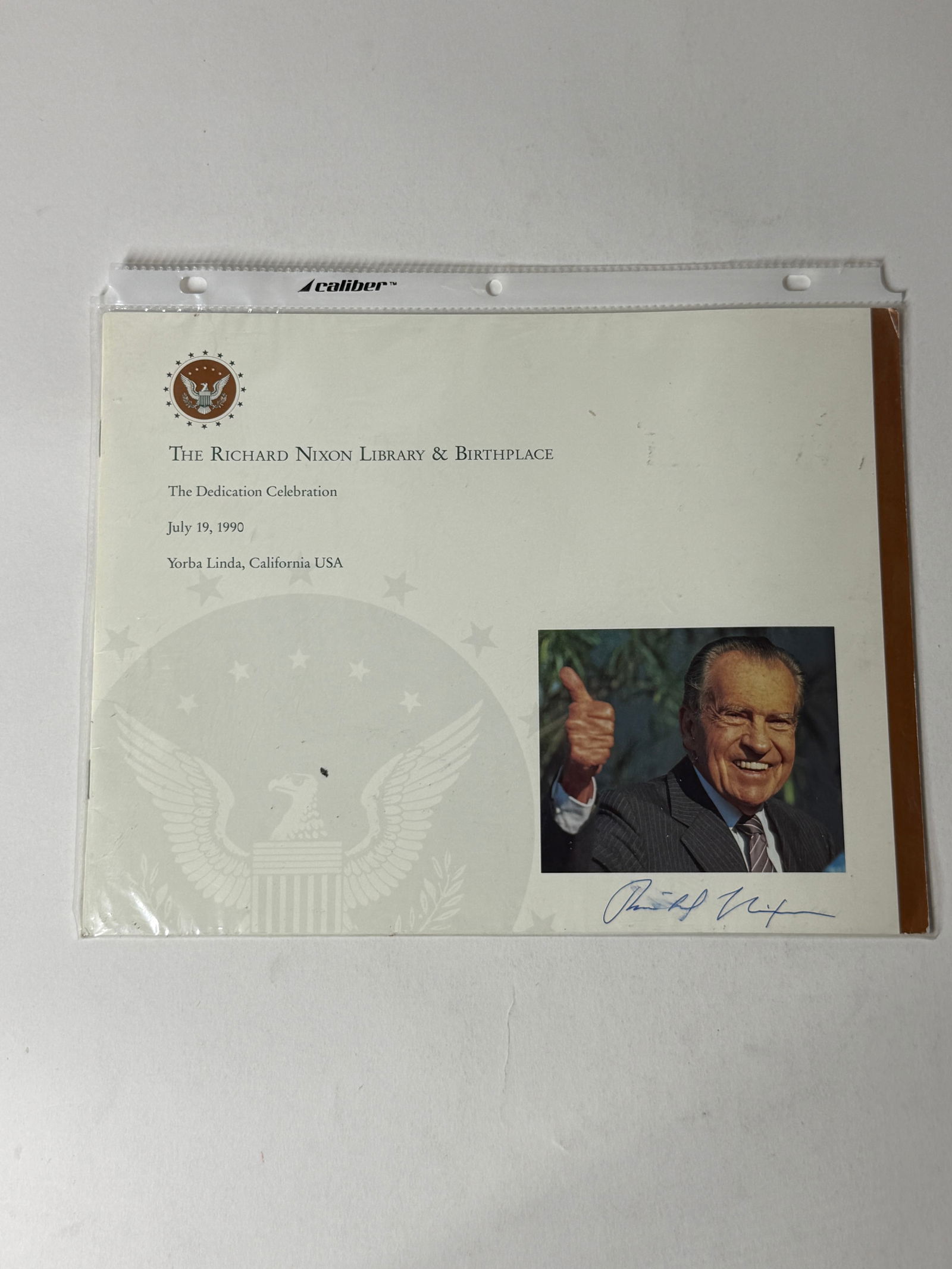 Richard Nixon Library Dedication Program Letter Signed - 5