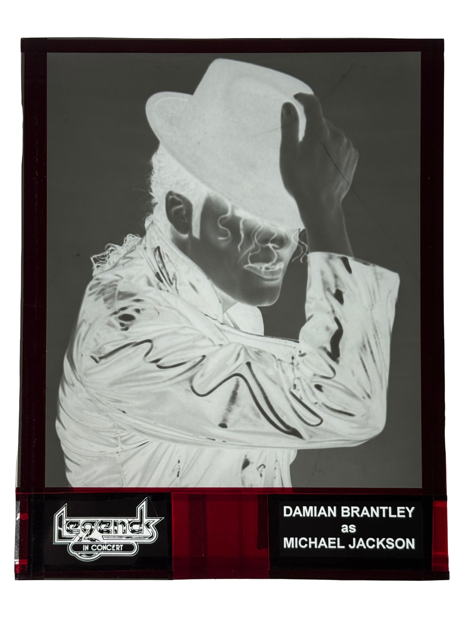 DAMIAN BRANTLEY as MICHAEL JACKSON Photo Negative: Framed negative photograph labeled Damian Brantley as Michael Jackson.