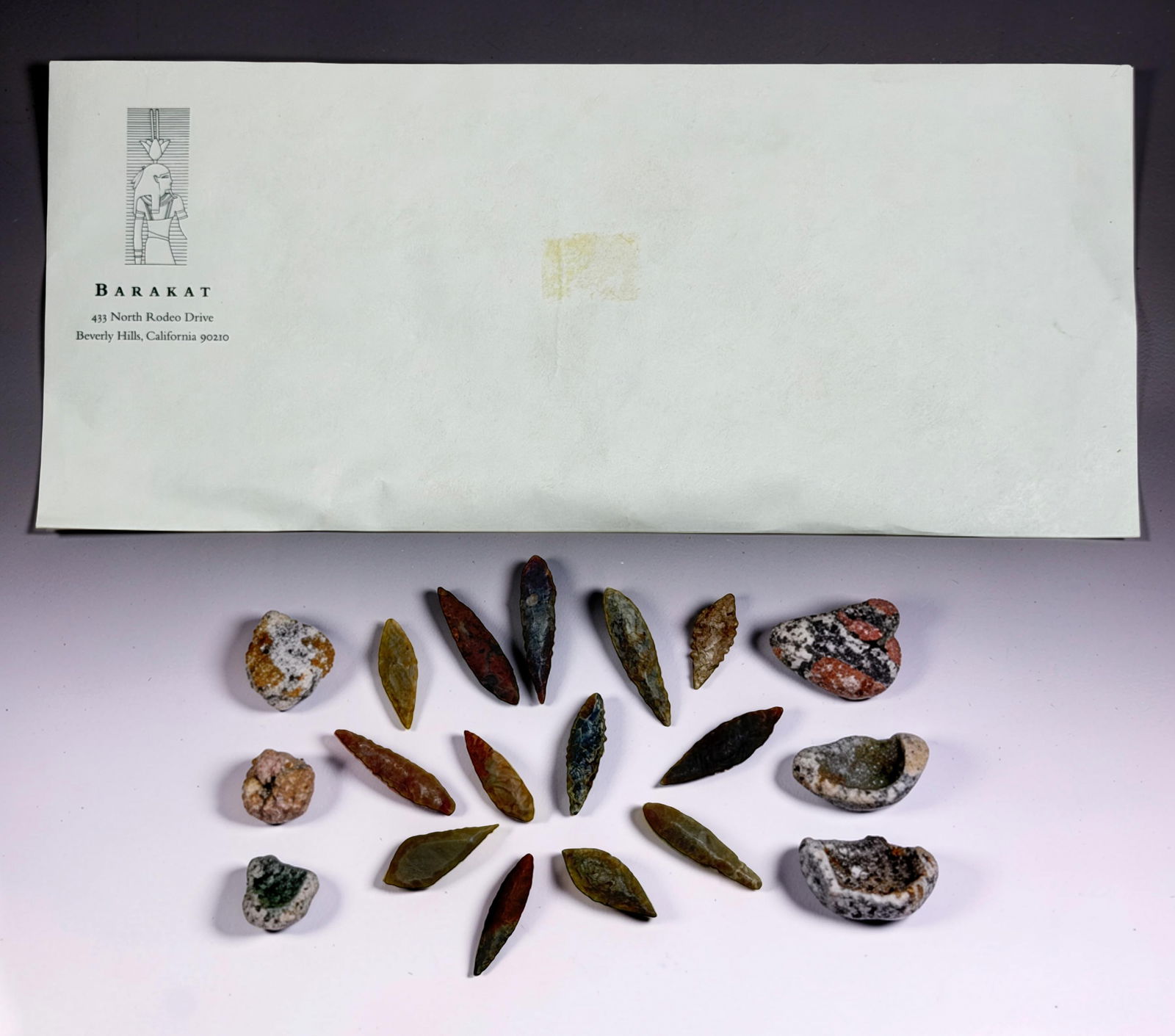 Stone Points Mineral Samples: Mixed group of stone points and mineral specimens