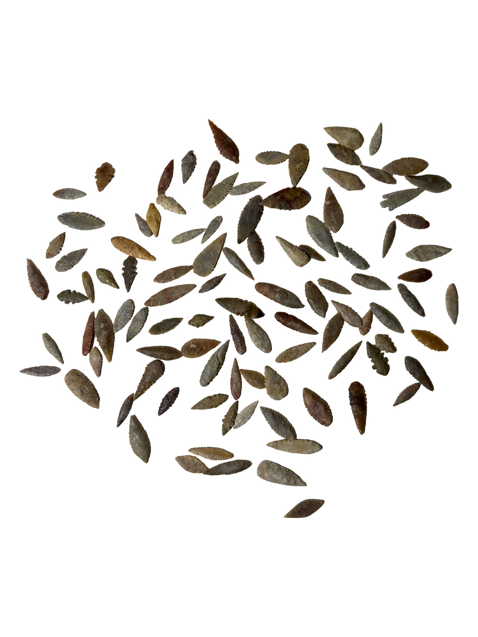 Collection of Arrowheads: Assorted smaller arrowheads and projectile points