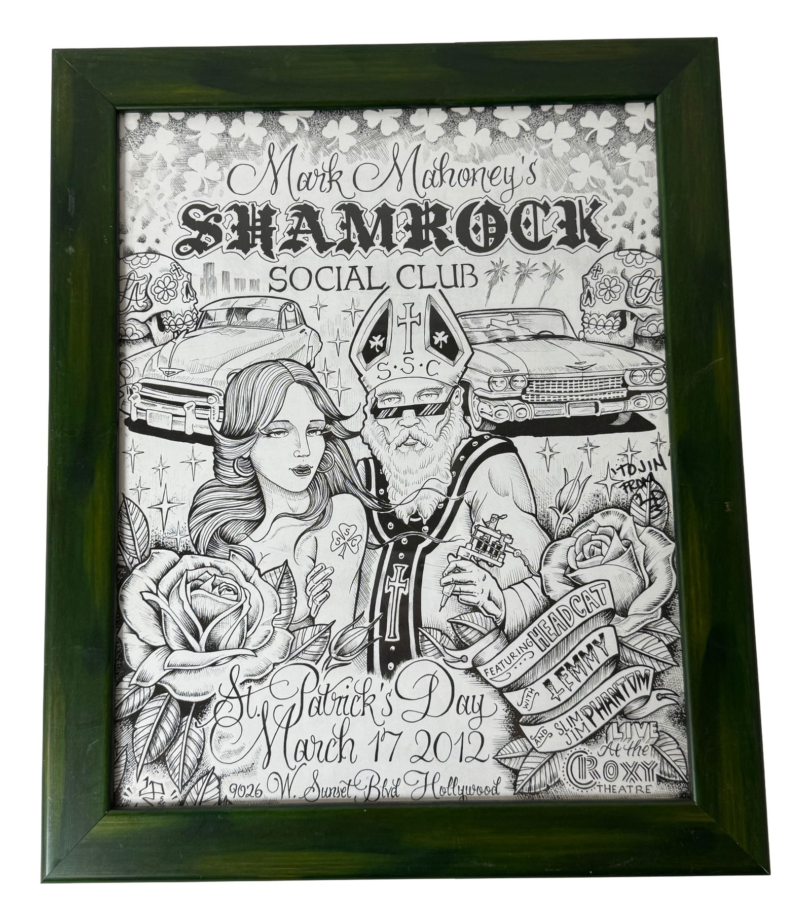 Shamrock Social Club Artwork: Framed graphic artwork 'Mark Mahoney's Shamrock Social Club'