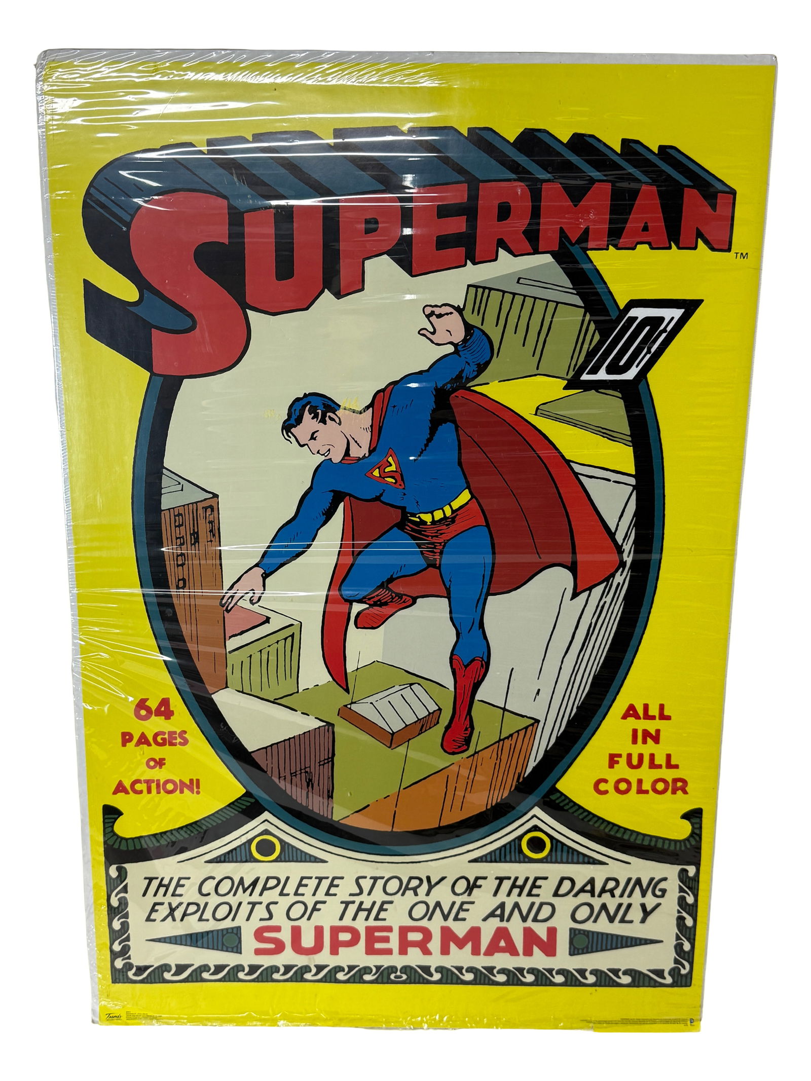 Superman Poster: Large Superman color poster, likely reproduction, shrink wrapped