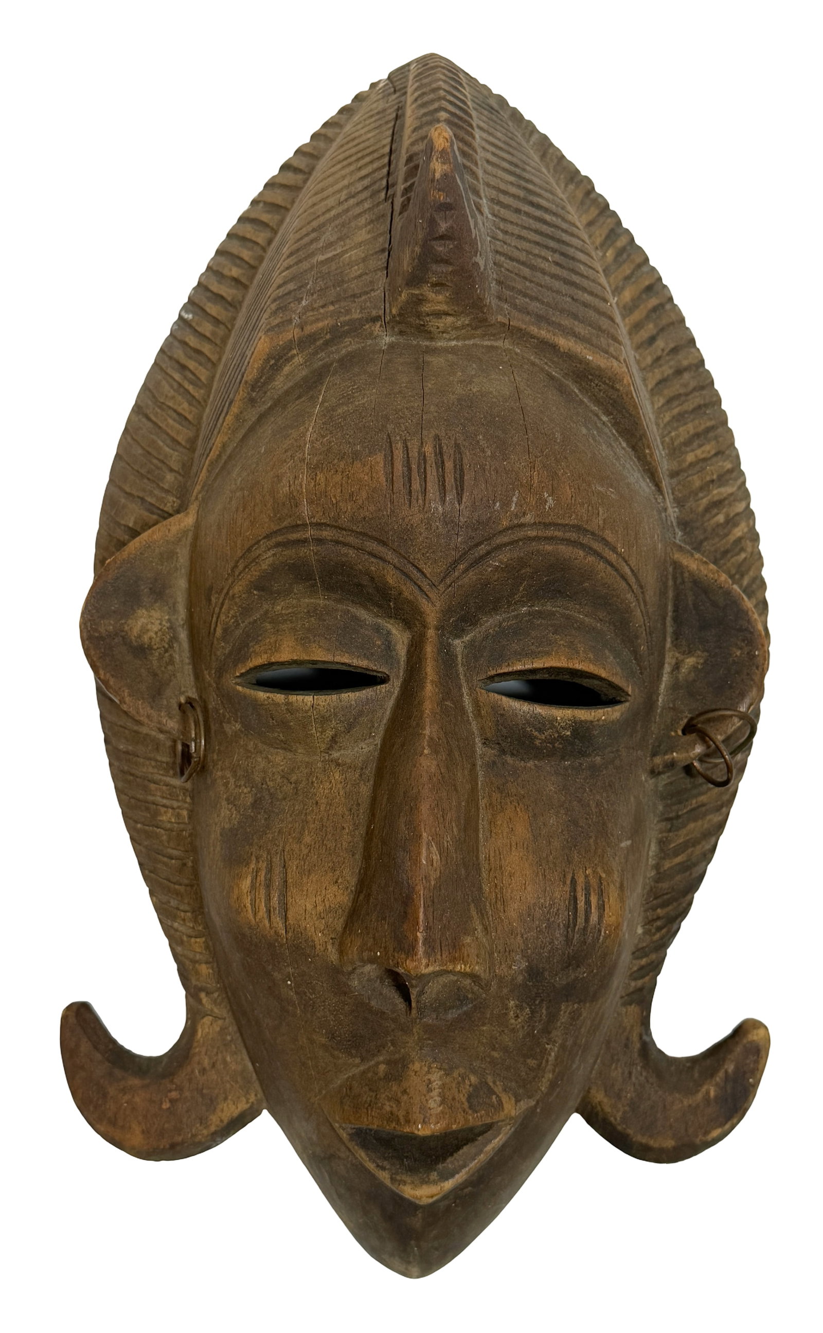 African Tribal Carved Wooden Mask (Elongated Face) (1 of 6)