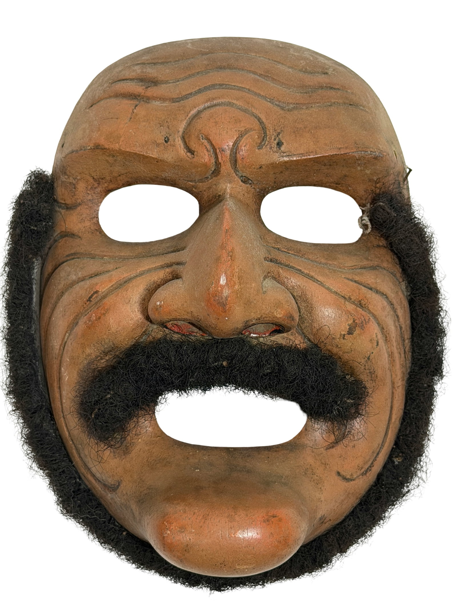 Folk Art Mask w/ Hair & Mustache (Theatrical Style) (1 of 6)
