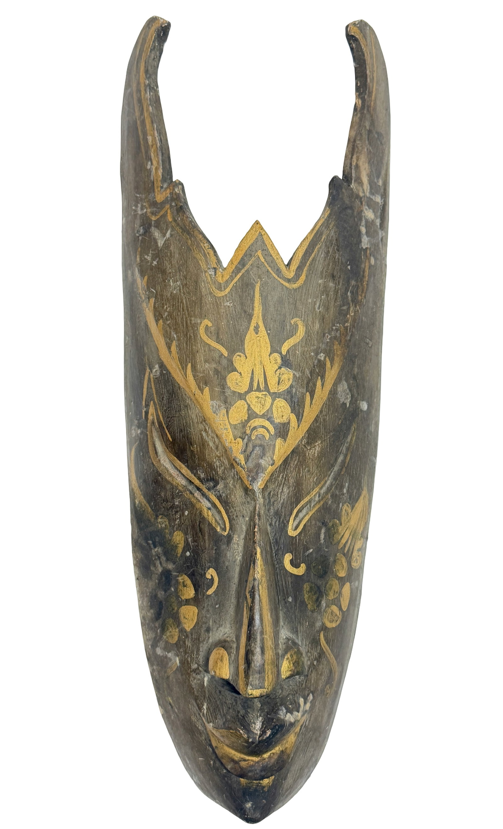 Carved Wooden Mask w/ Gold Accents (Tribal Style) (1 of 5)