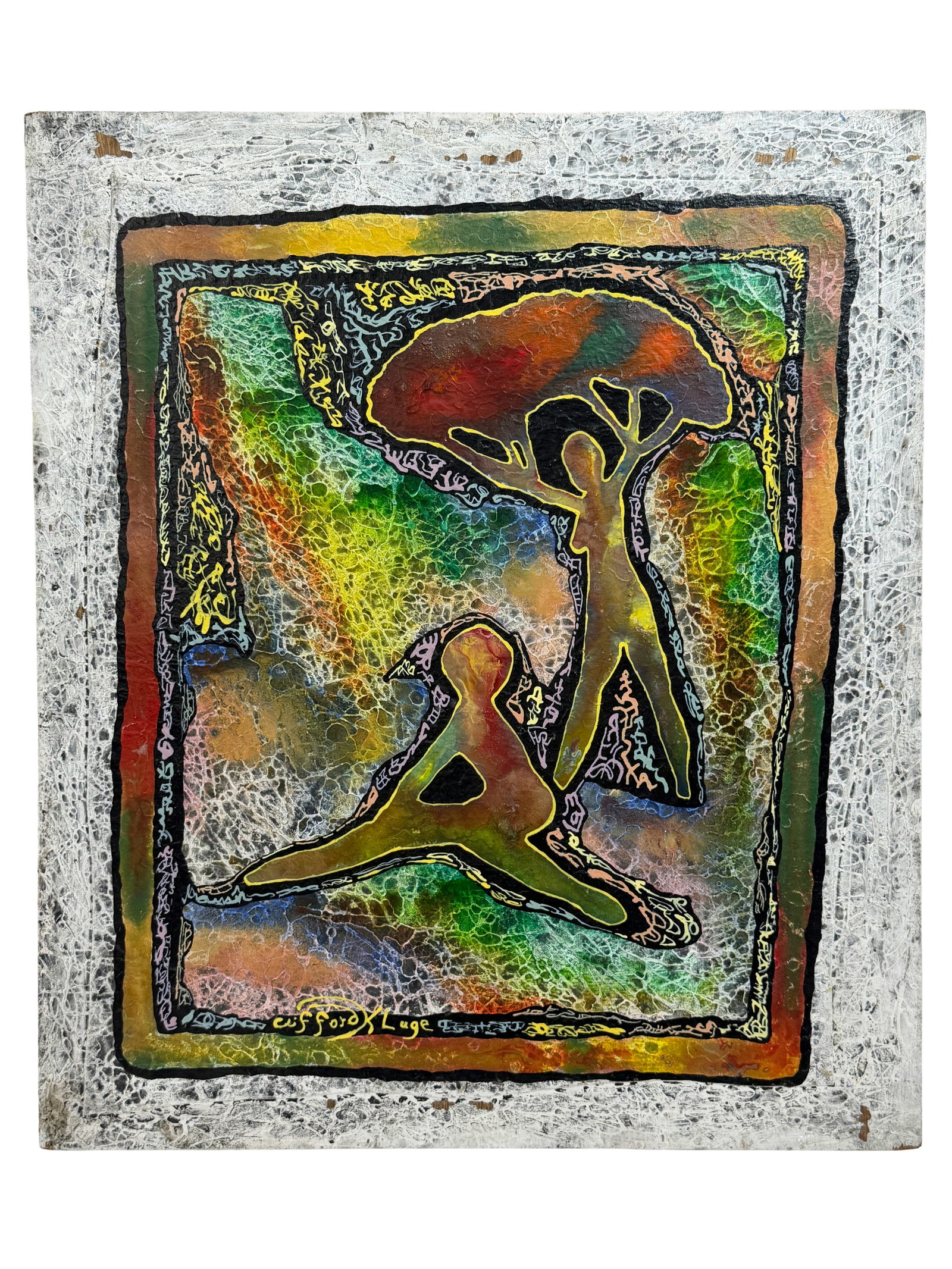 Clifford Kluge Mixed Media Painting ?Vicarious Living? 2001, Signed,: Original mixed media painting by listed artist Clifford Kluge, titled ?Vicarious Living.? Signed and dated