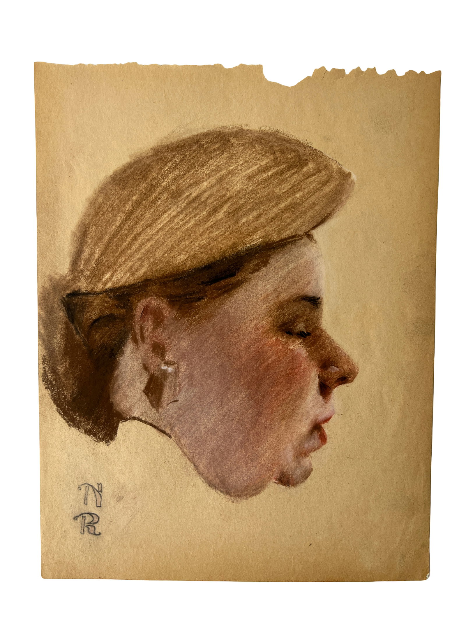 Attributed Norman Rockwell Figural Sketch on paper (1 of 5)