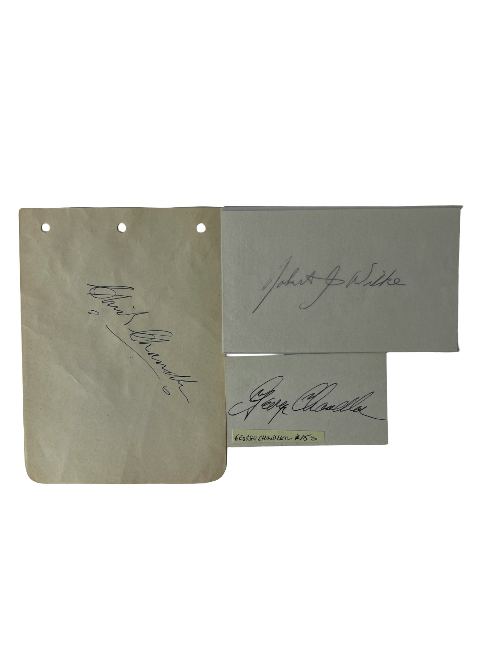 Chick Chandler, Robert Wilke & George Chandler Autograph Cut Collection (3 Signatures) (1 of 4)