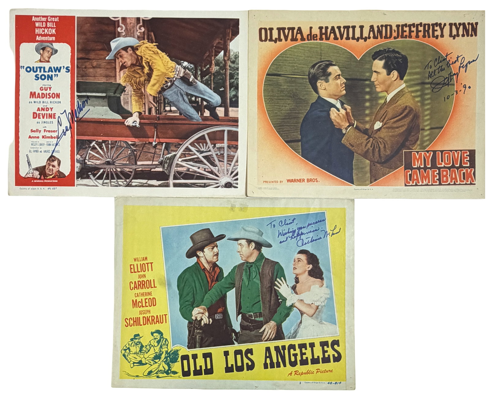 Vintage Signed Movie Lobby Card Lot (3 pieces) (1 of 5)